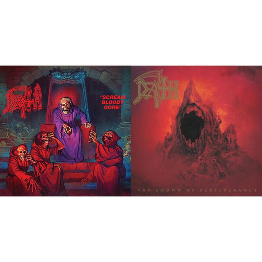 Scream Bloody Gore (Neon Violet, Bone White & Red  Tri Color Merge With Splatter LP Vinyl) & Sound Of Perseverance (Black, Red & Gold Tri Color Merge Withsplatter Vinyl/2LP)