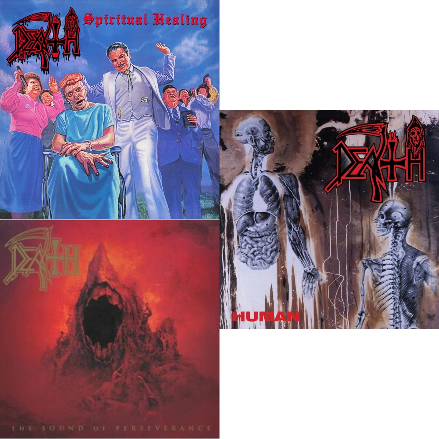 Spiritual Healing - Reissue (Red, Cyan Blue & Black Tri Color Merge With Splatter LP Vinyl) & Sound Of Perseverance (Black, Red & Gold Tri Color Merge Withsplatter Vinyl/2LP) & Human (Remastered Reissue)