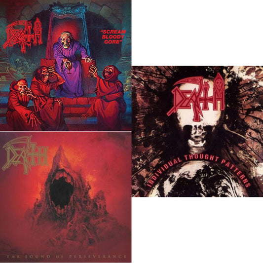 Scream Bloody Gore (Neon Violet, Bone White & Red  Tri Color Merge With Splatter LP Vinyl) & Sound Of Perseverance (Black, Red & Gold Tri Color Merge Withsplatter Vinyl/2LP) & Individual Thought Patterns - Reissue