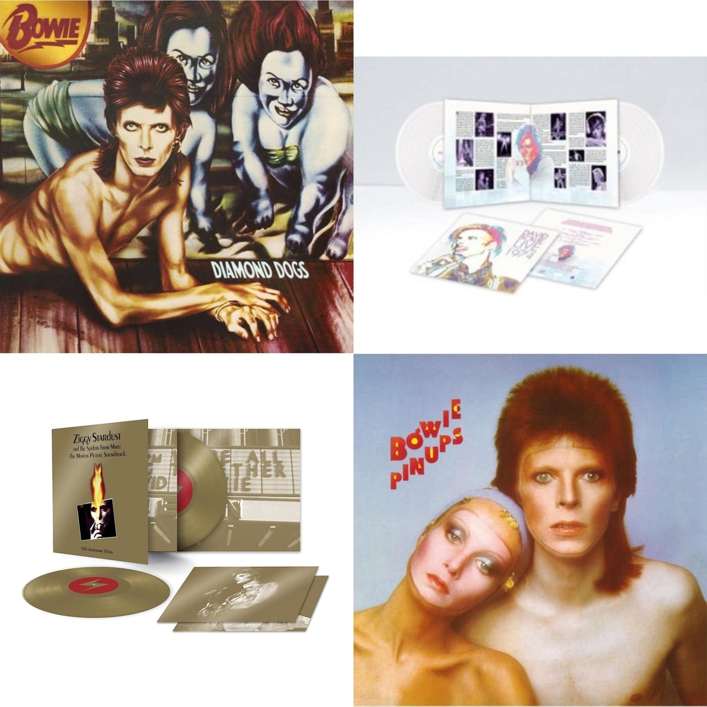Diamond Dogs (2016 Remastered Version) & Live Los Angeles 1974 (White LP Vinyl/Limited) & Ziggy Stardust & The Spiders From Mars Ost (50Th Anniversary/2LP) & Pinups (2015 Remaster)
