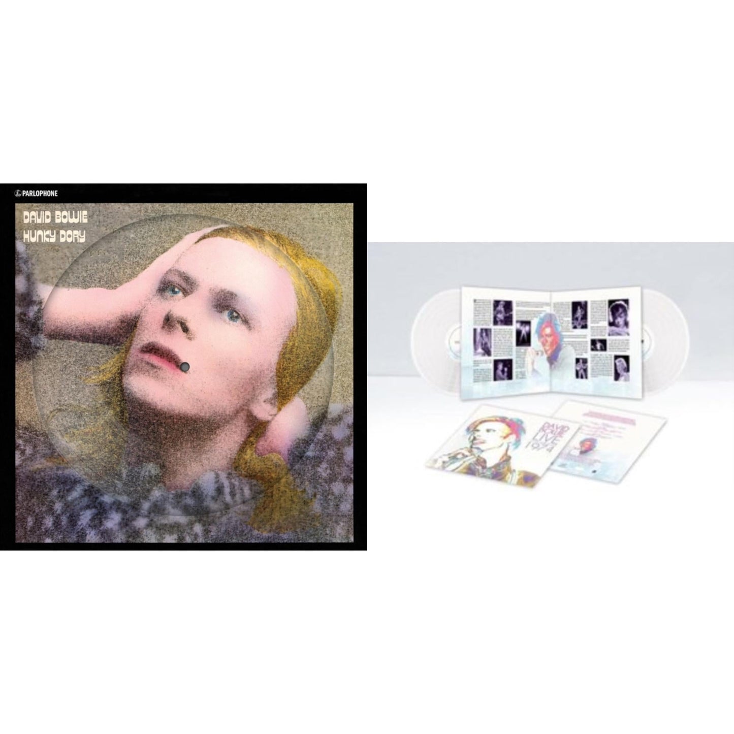 This is a 2 LP Vinyl SKU bundle.
1.This LP Vinyl is brand new.Format: LP VinylMusic Style: GlamThis item's title is: Hunky Dory (2015 Remaster/50Th Anniv/Picture Disc)Artist: David BowieLabel: RHINO/PARLOPHONEBarcode: 190296726804Release Date: 1/7/2022
2.This LP Vinyl is brand new.