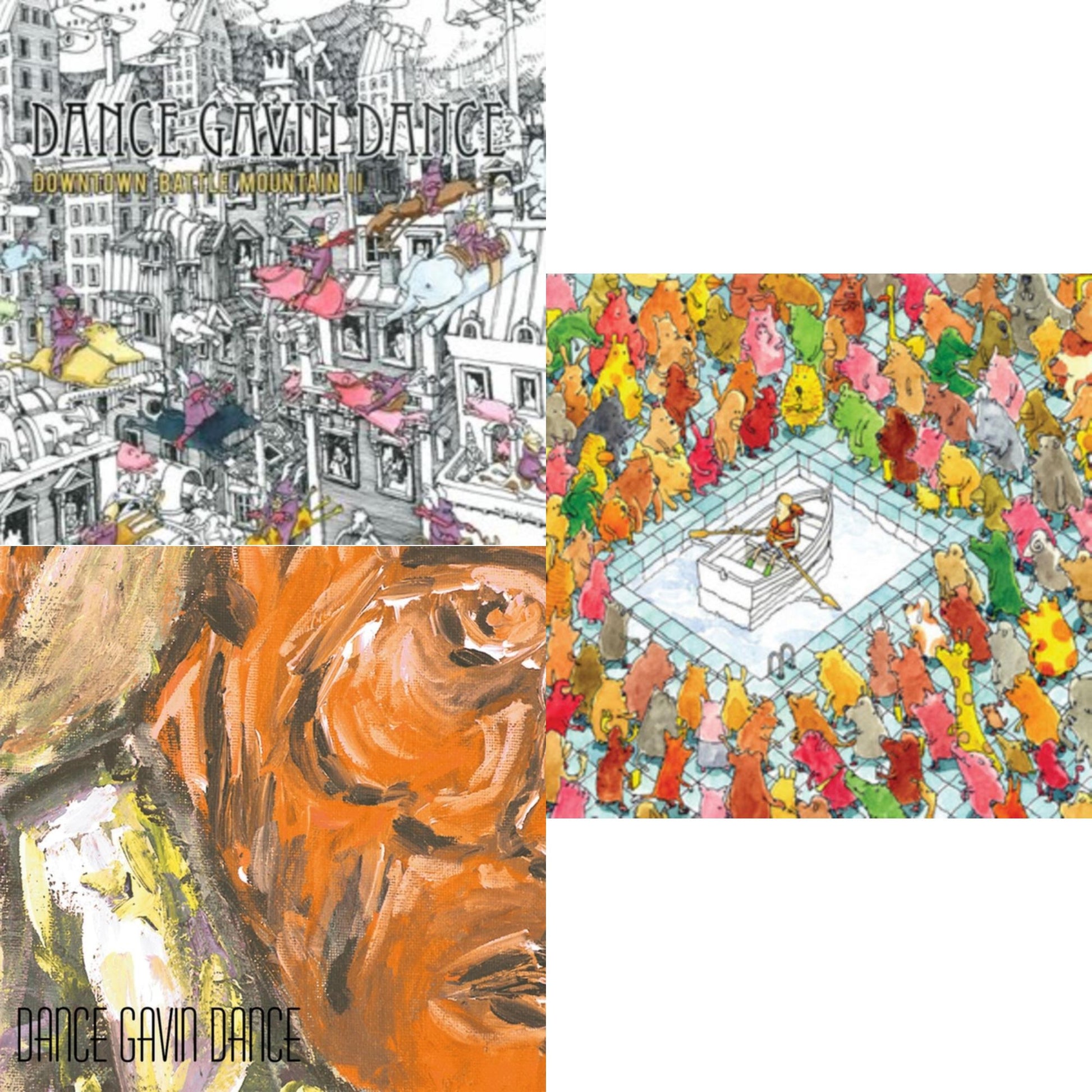 This is a 3 LP Vinyl SKU bundle.
1.This LP Vinyl is brand new.Format: LP VinylMusic Style: Alternative RockThis item's title is: Happiness (180G)Artist: Dance Gavin DanceLabel: RISE RECORDS (BMG)Barcode: 819531011771Release Date: 7/22/2014
2.This LP Vinyl is brand new.