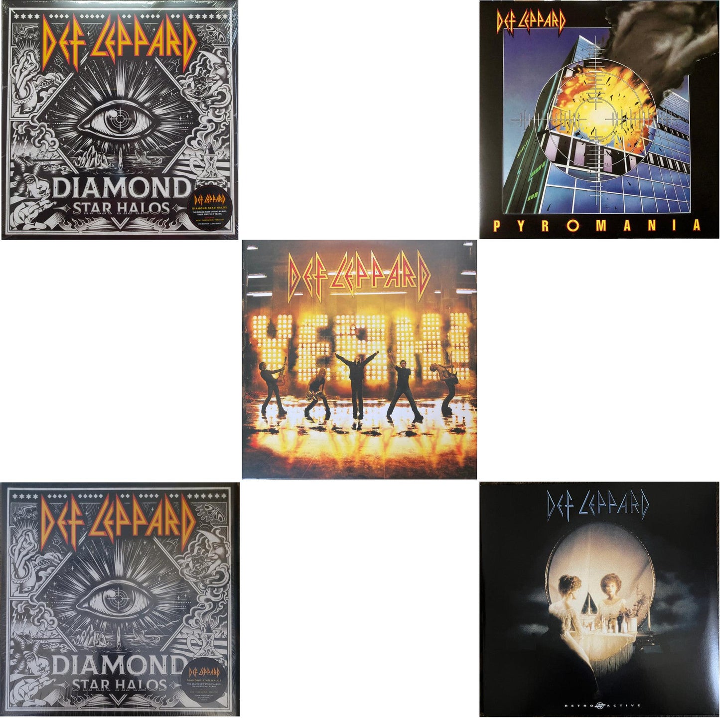 Diamond Star Halos (Clear Vinyl/2LP) & Diamond Star Halos (2LP) & Yeah! (2LP) & Pyromania & Retro Active (2LP)