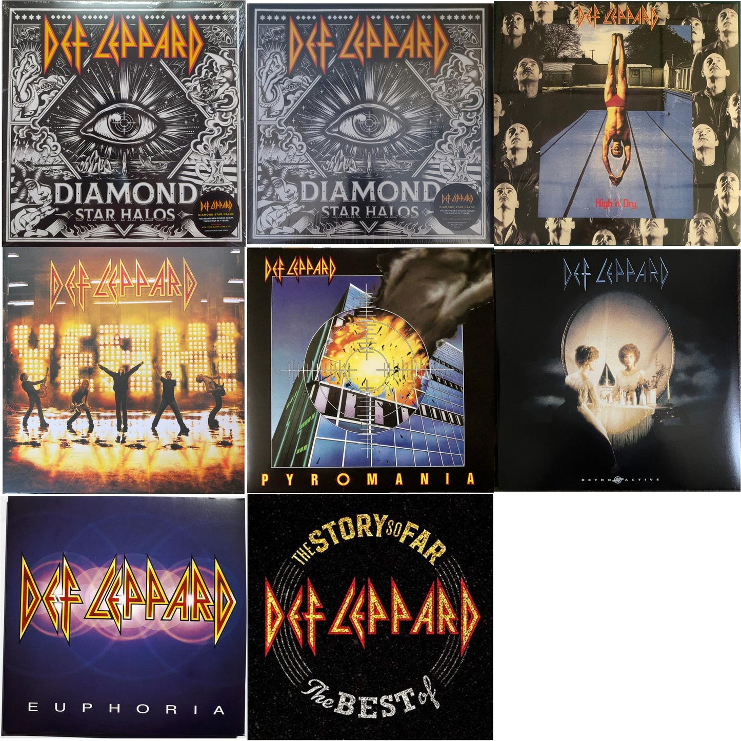 Diamond Star Halos (Clear Vinyl/2LP) & Diamond Star Halos (2LP) & High N Dry & Yeah! (2LP) & Pyromania & Retro Active (2LP) & Euphoria (2LP) & Story So Far: The Best Of Def Leppard (2 LP)