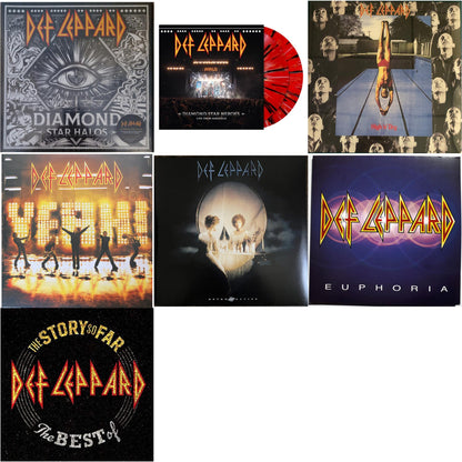 Diamond Star Halos (2LP) & Diamond Star Heroes: Live From Sheffield (Multicolor Splatter Vinyl/2LP) & High N Dry & Yeah! (2LP) & Retro Active (2LP) & Euphoria (2LP) & Story So Far: The Best Of Def Leppard (2 LP)