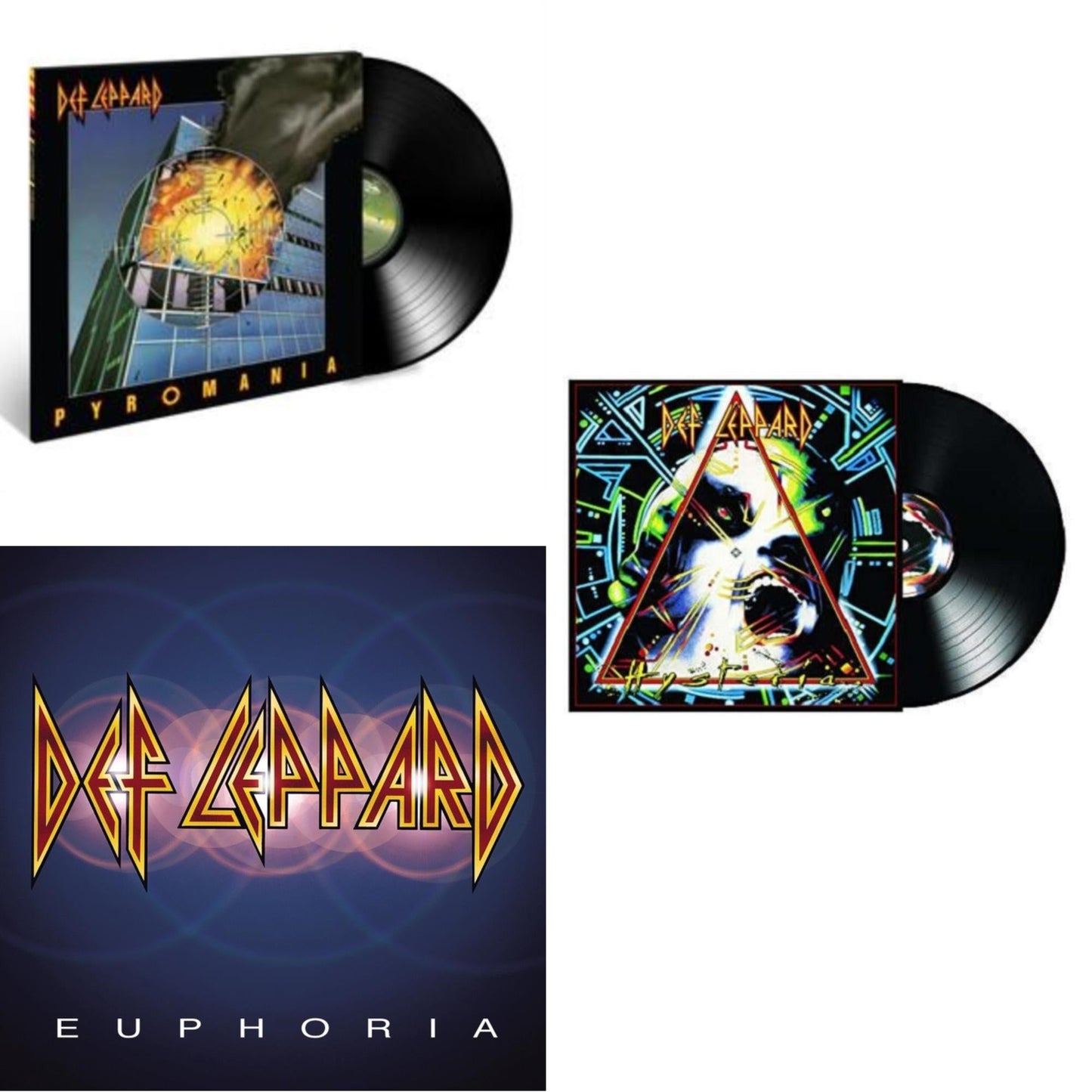 This is a 3 LP Vinyl SKU bundle.
1.This LP Vinyl is brand new.Format: LP VinylMusic Style: Hard RockThis item's title is: Hysteria (2 LP)Artist: Def LeppardLabel: MERCURYBarcode: 602557560923Release Date: 8/4/2017
2.This LP Vinyl is brand new.