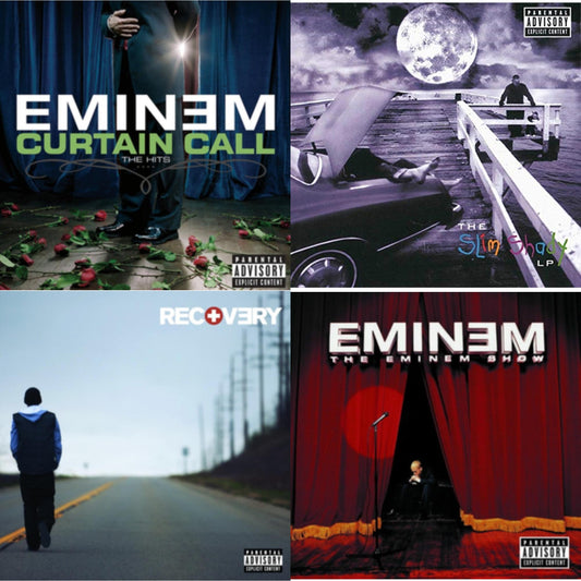 This is a 4 CD SKU bundle.
1.This CD is brand new.Format: CDThis item's title is: Curtain Call: HitsArtist: EminemLabel: AFTERMATHBarcode: 602498878934Release Date: 12/6/2005
2.This CD is brand new.