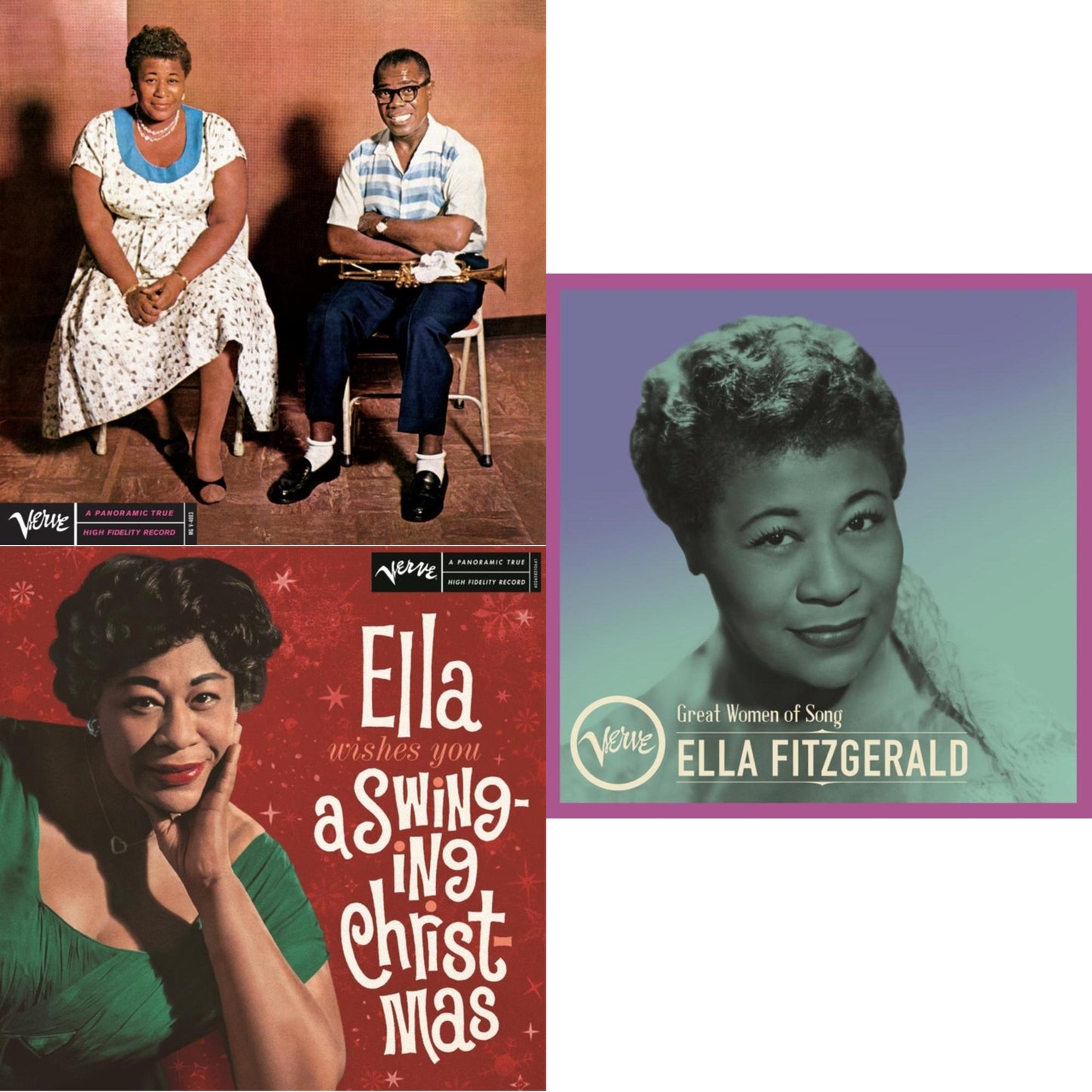 Ella & Louis (Verve Acoustic Sounds Series) & Ella Wishes You A Swinging Christmas (Ruby Red LP Vinyl) & Great Women Of Song: Ella Fitzgerald