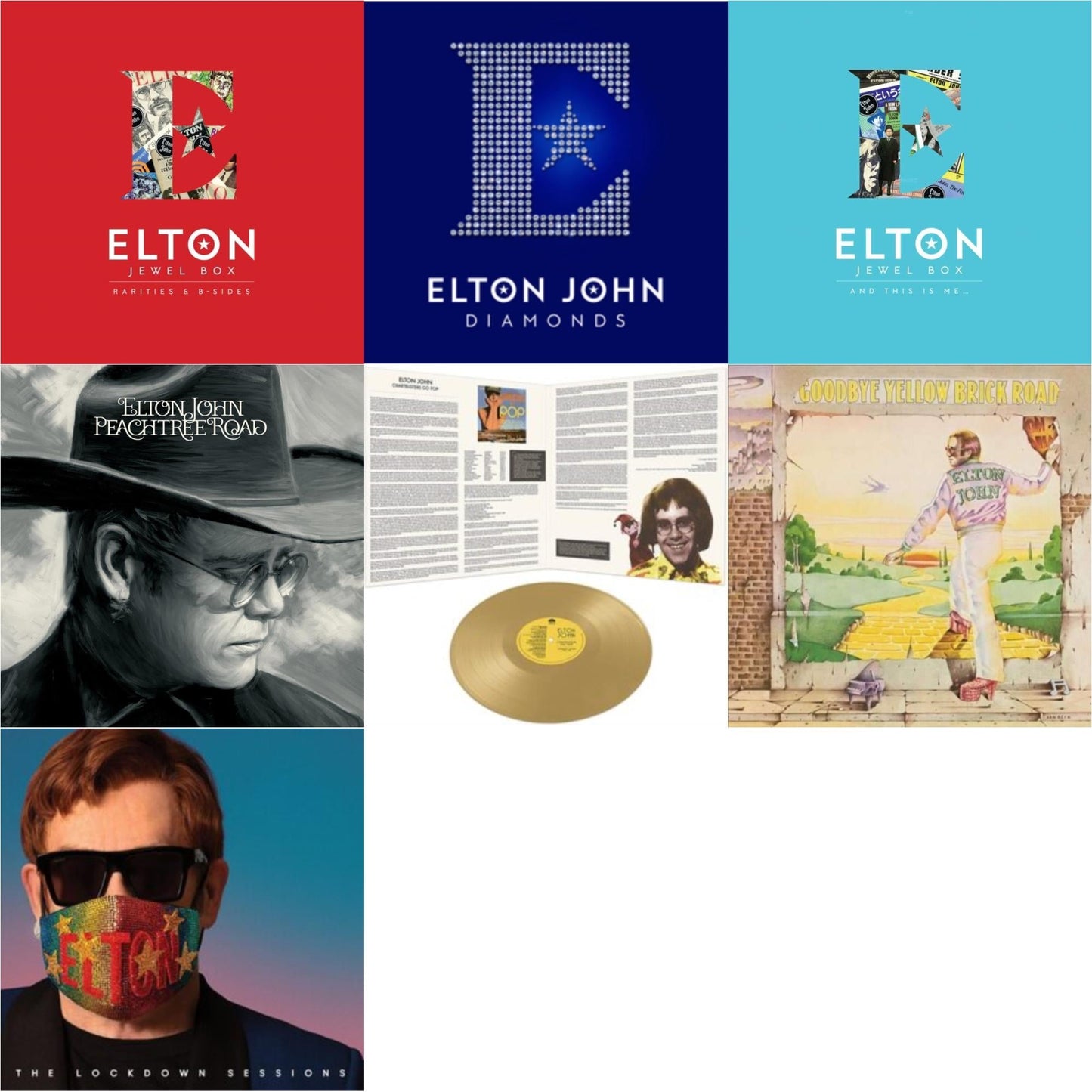 This is a 7 LP Vinyl SKU bundle.
1.This LP Vinyl is brand new.Format: LP VinylMusic Style: Pop RockThis item's title is: Jewel Box (3LP - Rarities & B-Sides)Artist: Elton JohnLabel: MERCURYBarcode: 602507314606Release Date: 11/13/2020
2.This LP Vinyl is brand new.