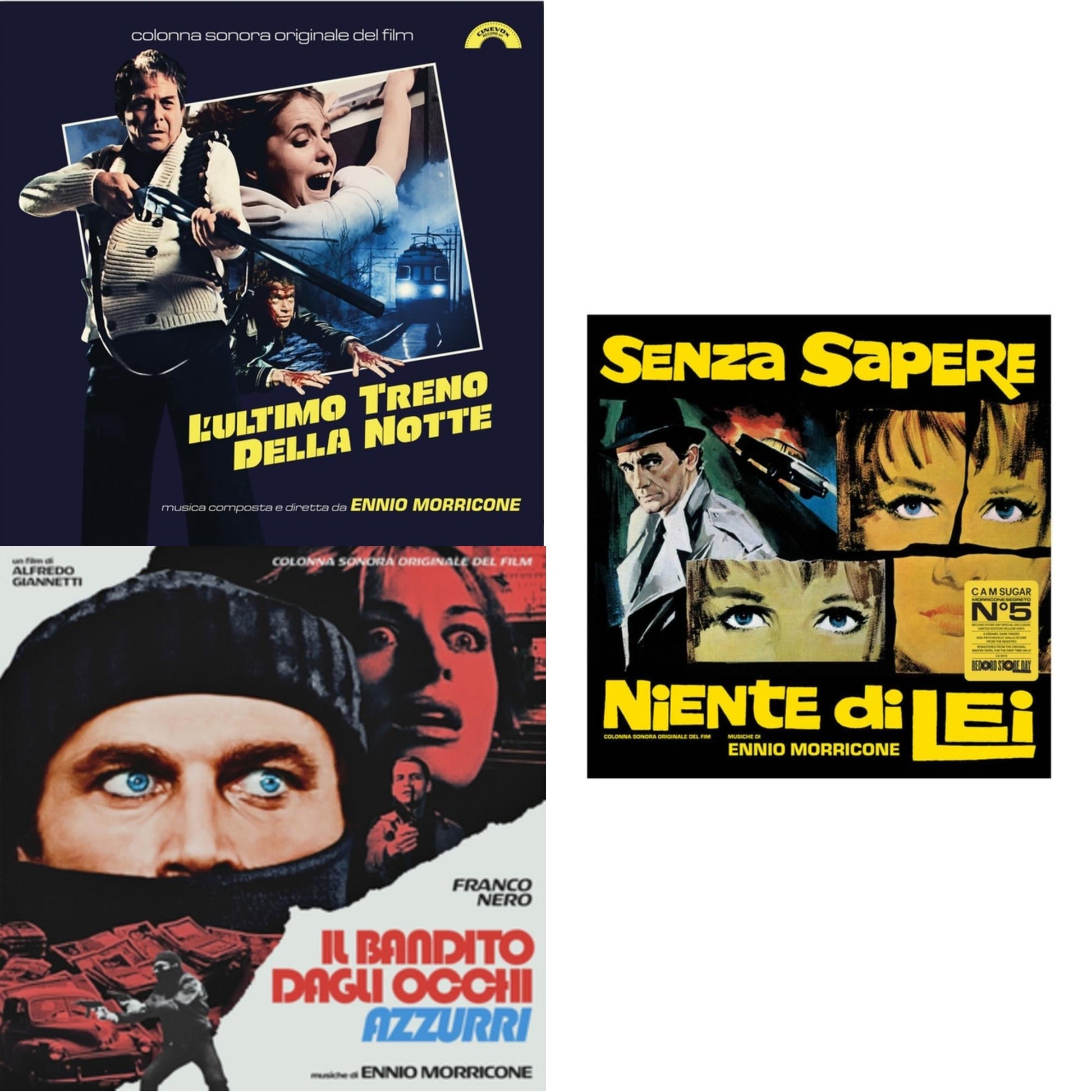 This is a 3 LP Vinyl SKU bundle.
1.This LP Vinyl is brand new.Format: LP VinylMusic Style: SoundtrackThis item's title is: L’Ultimo Treno Della Notte (Yellow LP Vinyl)Artist: Ennio MorriconeLabel: CINEVOX / BTF / AMS (ITALIAN IBarcode: 8004644008776Release Date: 8/5/2022
2.