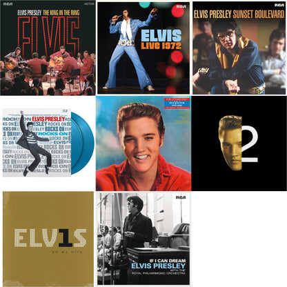 King In The Ring (2LP/140G/Dl Code) & Elvis Live 1972 (2LP) & Sunset Boulevard (2LP) & Rocks On (2LP/180G/Solid Blue Vinyl) & For LP Fans Only (Translucent Blue Vinyl/180G) & 2Nd To None (Gold Vinyl/180G/2LP) & Elvis 30 #1 Hits (2LP/180G)