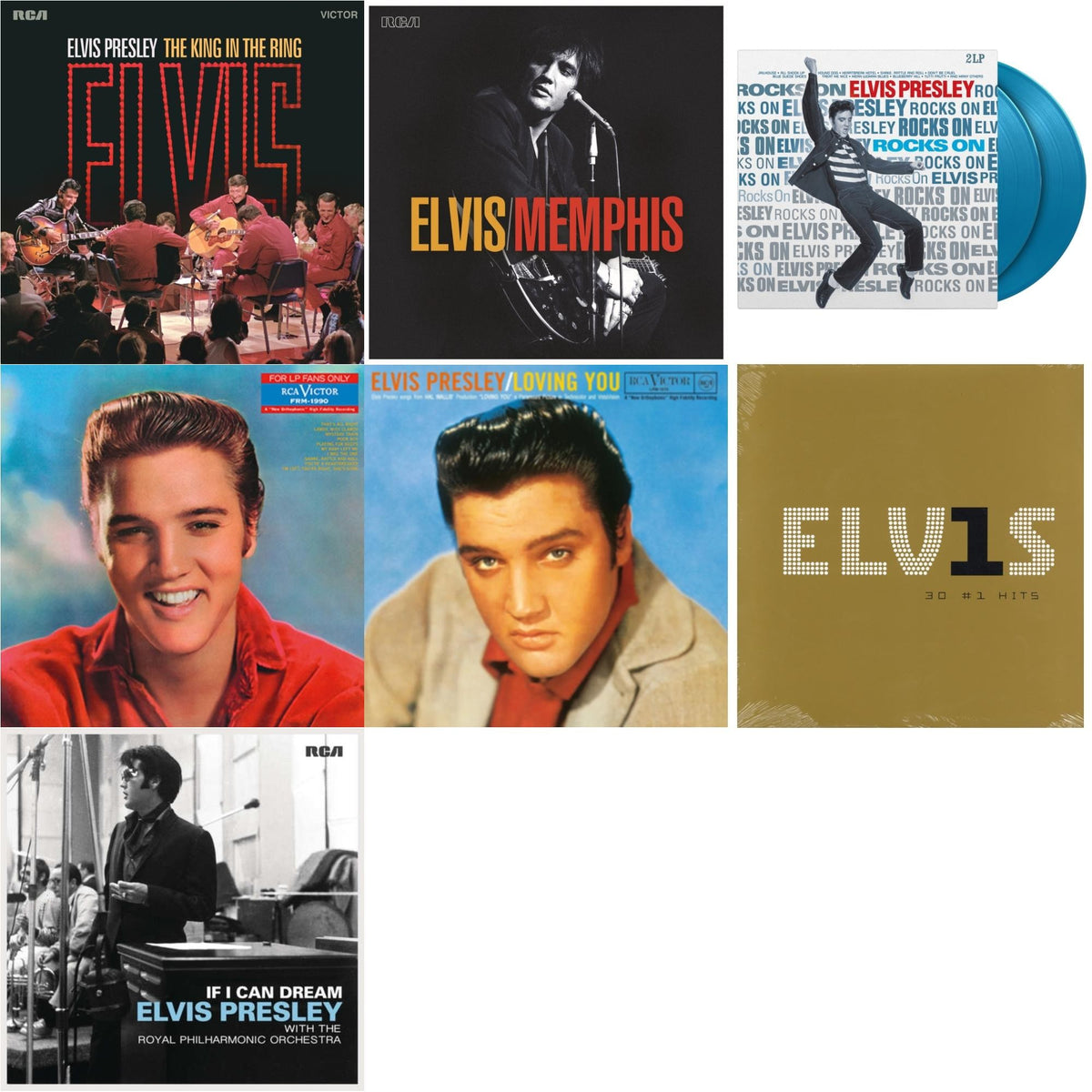 King In The Ring (2LP/140G/Dl Code) & Memphis (2LP) & Rocks On (2LP/180G/Solid Blue Vinyl) & For LP Fans Only (Translucent Blue Vinyl/180G) & Loving You (Translucent Yellow LP Vinyl/180G) & Elvis 30 #1 Hits (2LP/180G)