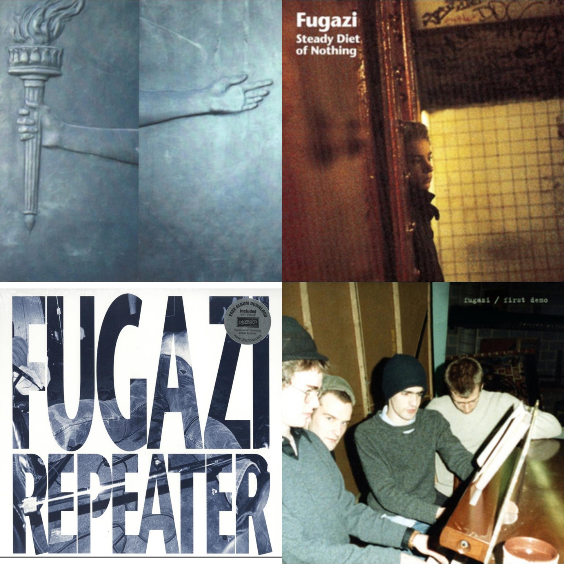 This is a 4 LP Vinyl SKU bundle.
1.This LP Vinyl is brand new.Format: LP VinylMusic Style: PunkThis item's title is: Repeater (Blue LP Vinyl)Artist: FugaziLabel: Rock/PopBarcode: 643859044018Release Date: 1/1/2015
2.This LP Vinyl is brand new.