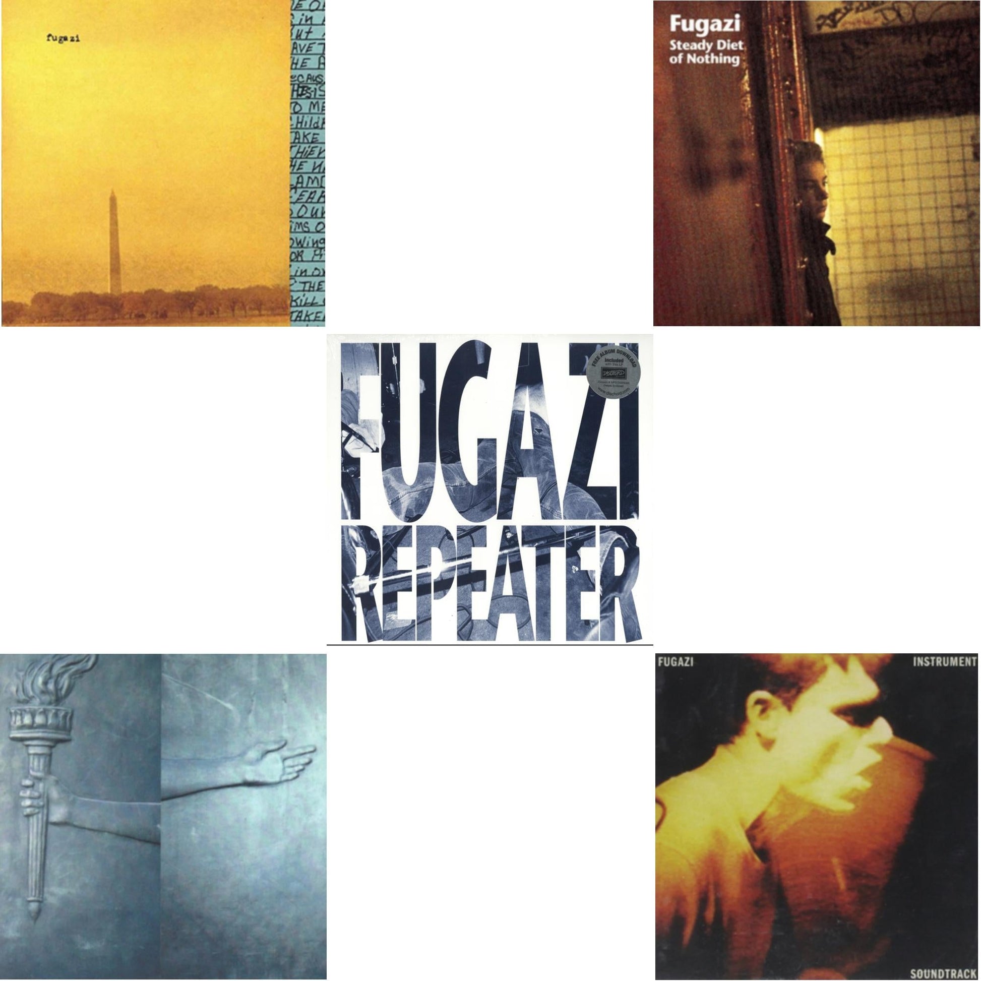 This is a 5 LP Vinyl SKU bundle.
1.This LP Vinyl is brand new.Format: LP VinylMusic Style: PunkThis item's title is: Repeater (Blue LP Vinyl)Artist: FugaziLabel: Rock/PopBarcode: 643859044018Release Date: 1/1/2015
2.This LP Vinyl is brand new.