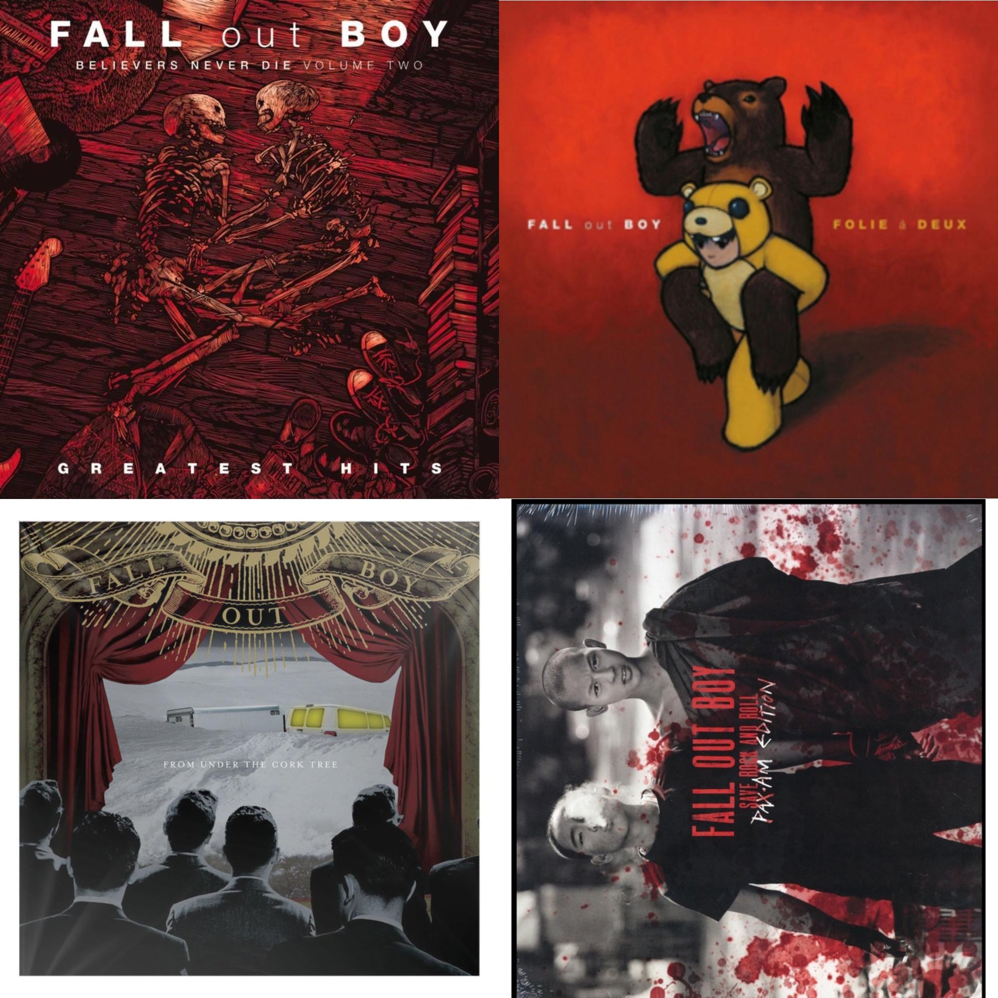 This is a 4 LP Vinyl SKU bundle.
1.This LP Vinyl is brand new.Format: LP VinylThis item's title is: Believers Never Die (Vol. 2)Artist: Fall Out BoyLabel: ISLANDBarcode: 602508363139Release Date: 1/10/2020
2.This LP Vinyl is brand new.