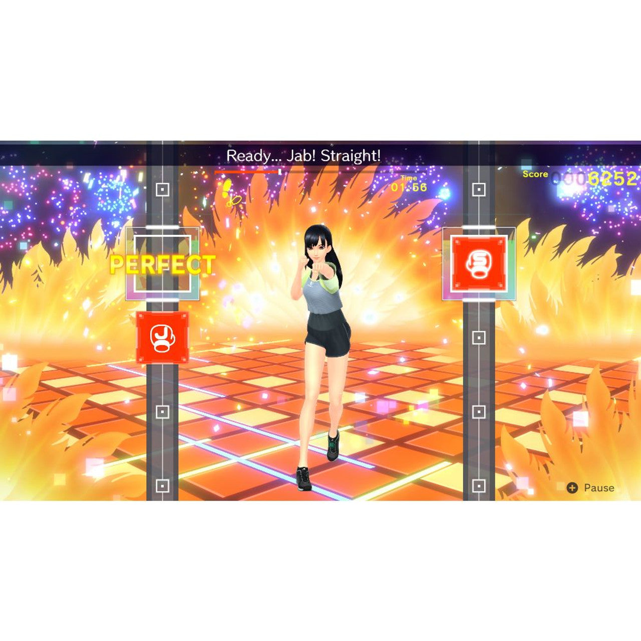 This is brand new.Work out at home and punch to the beat
 Jab, uppercut, dodge, and more to catchy pop tunes in this rhythmic boxing game! Pass a Joy-Con controller to an exercise buddy and box to the beat together.