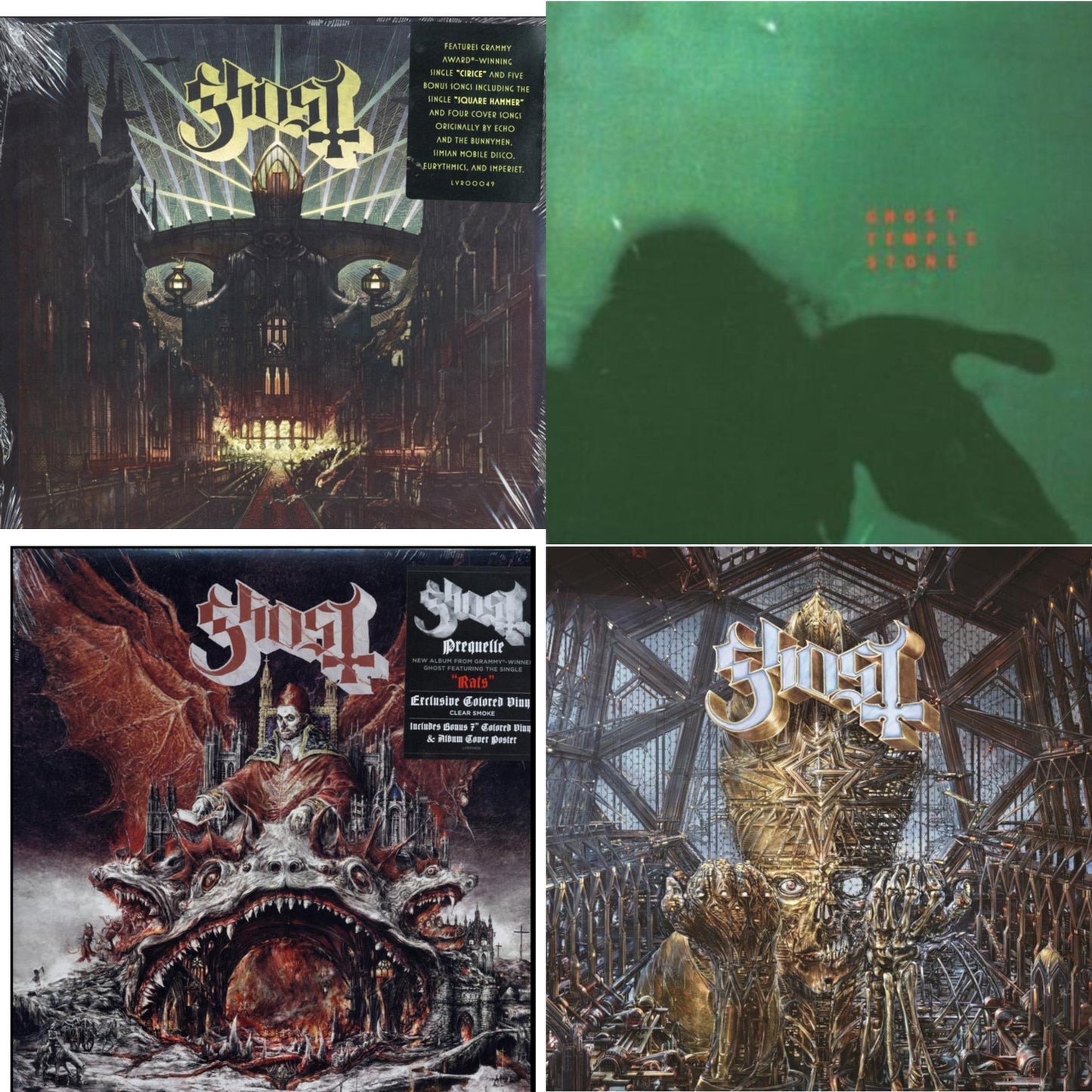 This is a 4 LP Vinyl SKU bundle.
1.This LP Vinyl is brand new.Format: LP VinylMusic Style: Hard RockThis item's title is: Meliora (Deluxe Edition)Artist: GhostLabel: LOMA VISTA/CONCORDBarcode: 888072012332Release Date: 9/16/2016
2.This LP Vinyl is brand new.