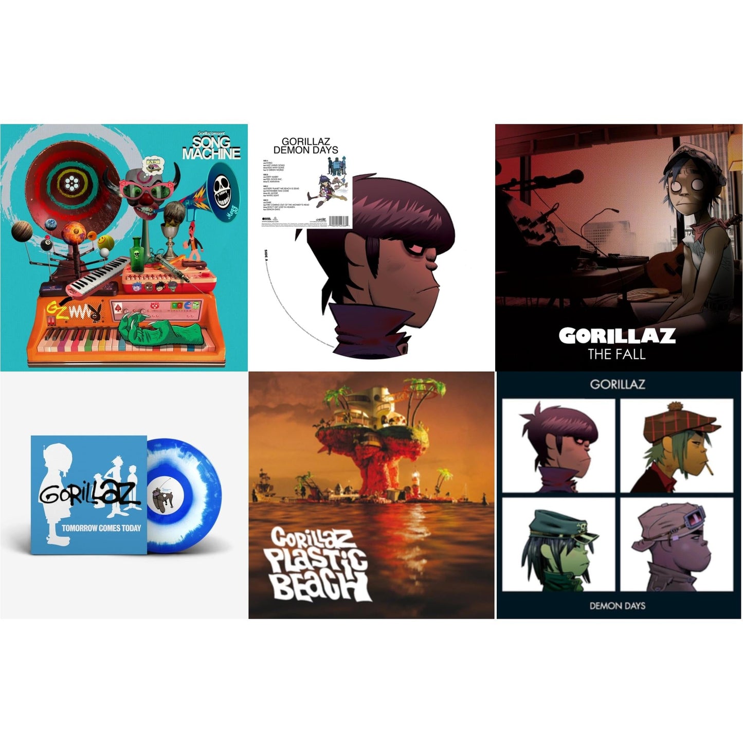 Song Machine: Season One & Demon Days (Picture Disc/2LP) & Fall & Tomorrow Comes Today Ep (White & Blue Color In Color LP Vinyl) & Plastic Beach & Demon Days (2LP)