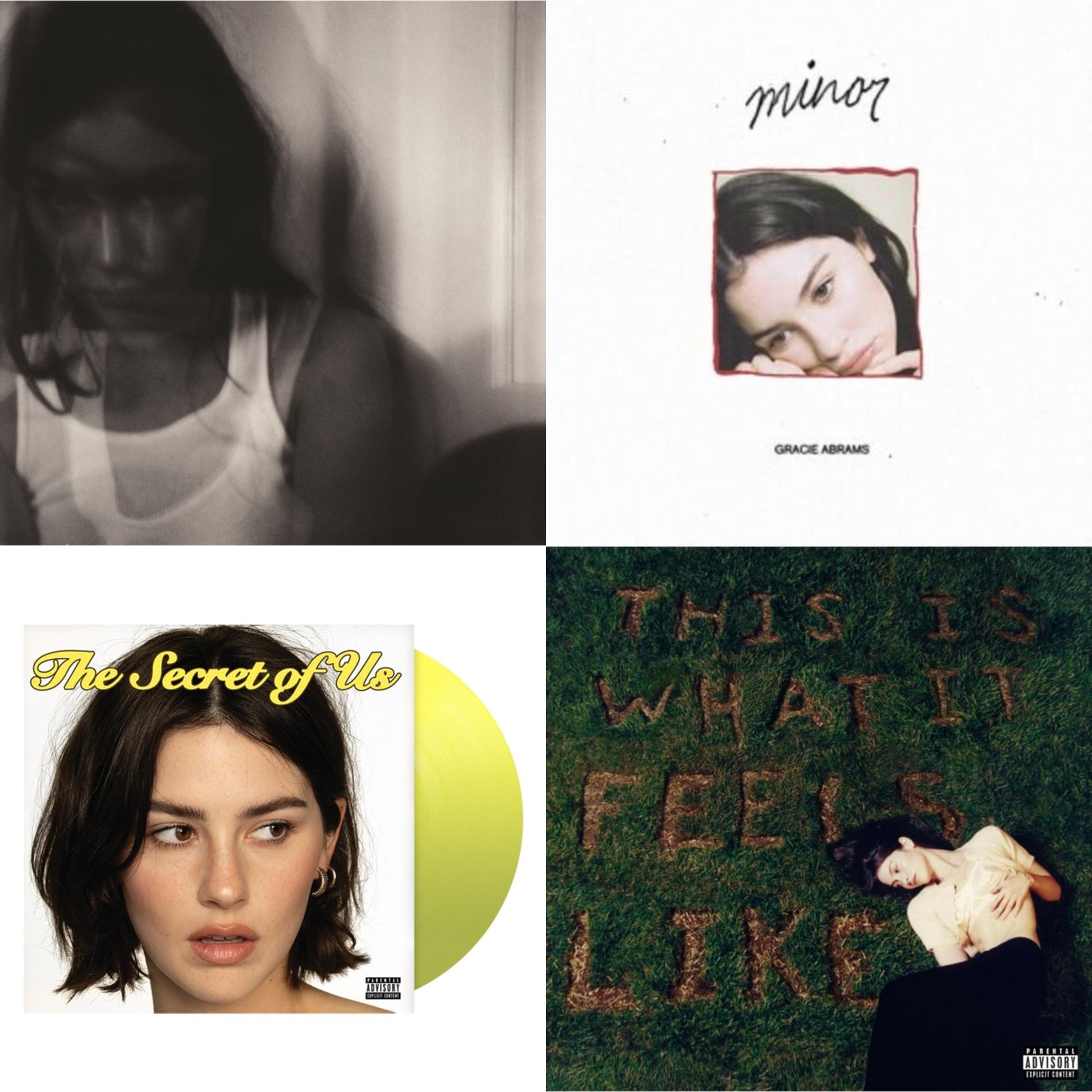 This is a 4 LP Vinyl SKU bundle.
1.This LP Vinyl is brand new.Format: LP VinylMusic Style: Indie PopThis item's title is: Good Riddance (Deluxe/2LP)Artist: Gracie AbramsLabel: INTERSCOPEBarcode: 602448974051Release Date: 6/16/2023
2.This LP Vinyl is brand new.