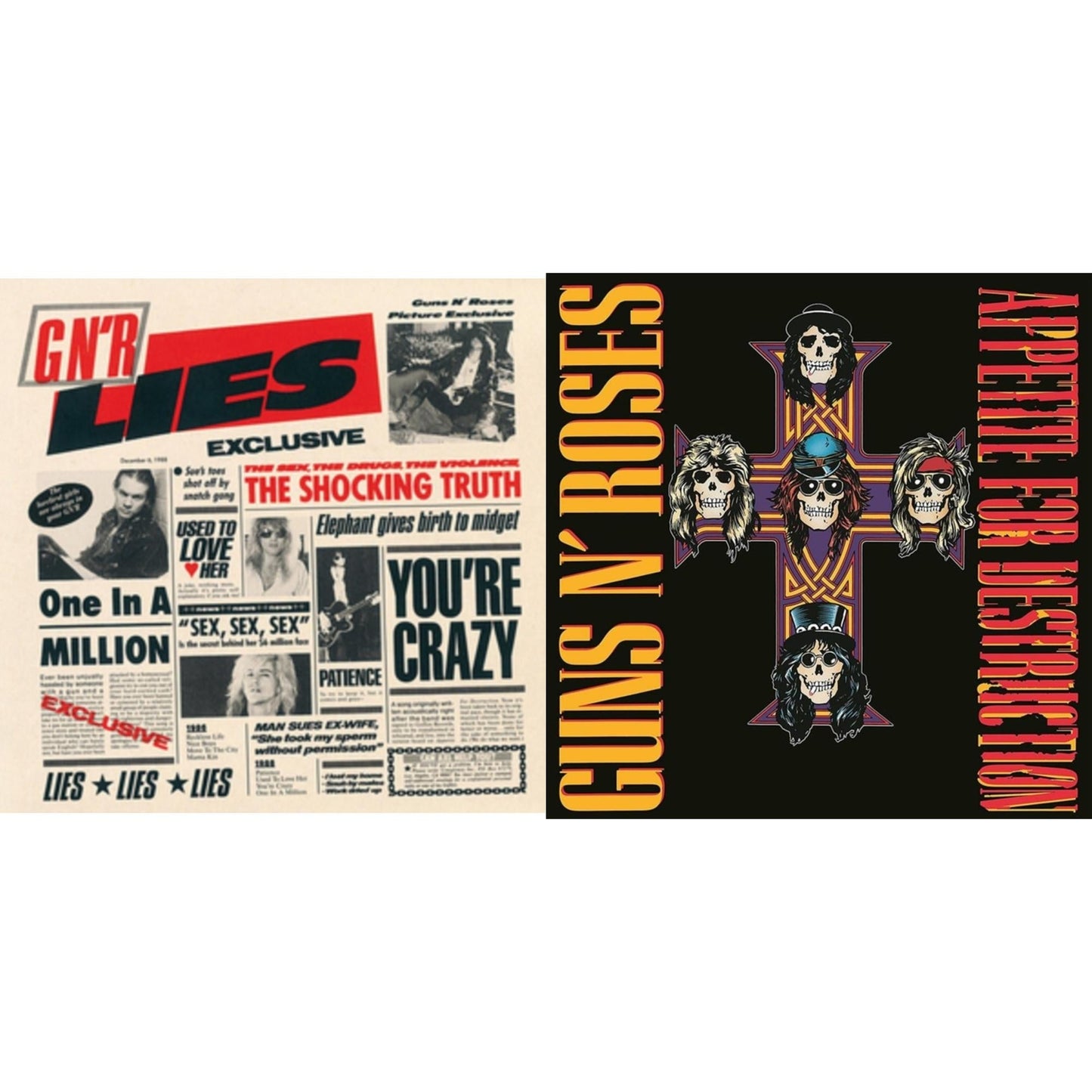 This is a 2 CD SKU bundle.
1.This CD is brand new.Format: CDMusic Style: BreakbeatThis item's title is: G N R LiesArtist: Guns N' RosesBarcode: 720642419823Release Date: 11/30/1988
2.This CD is brand new.