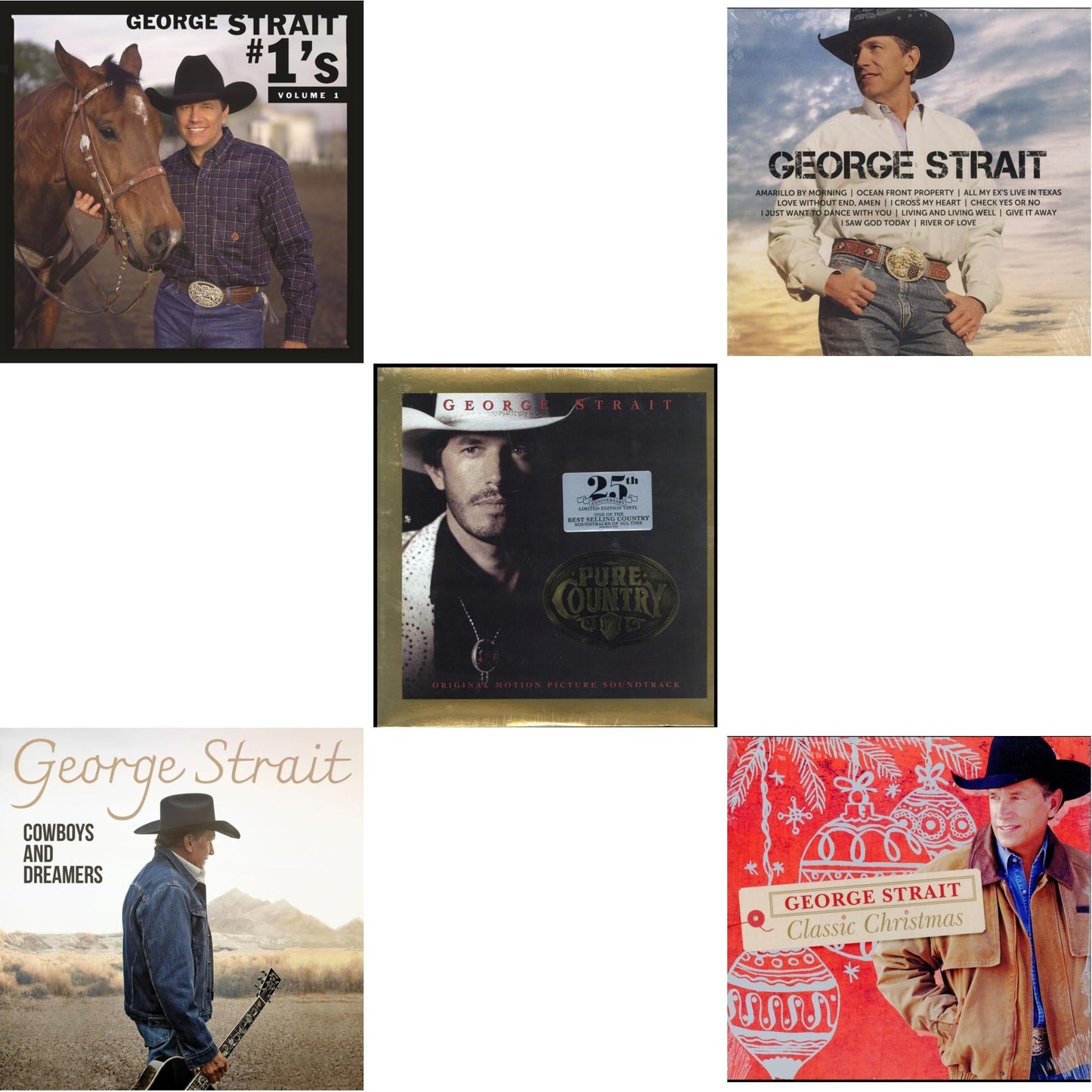 This is a 5 LP Vinyl SKU bundle.
1.This LP Vinyl is brand new.Format: LP VinylMusic Style: CountryThis item's title is: #1'S Volume 1 (Blue LP Vinyl)Artist: George StraitLabel: MCA NASHVILLEBarcode: 602438813933Release Date: 10/27/2023
2.This LP Vinyl is brand new.