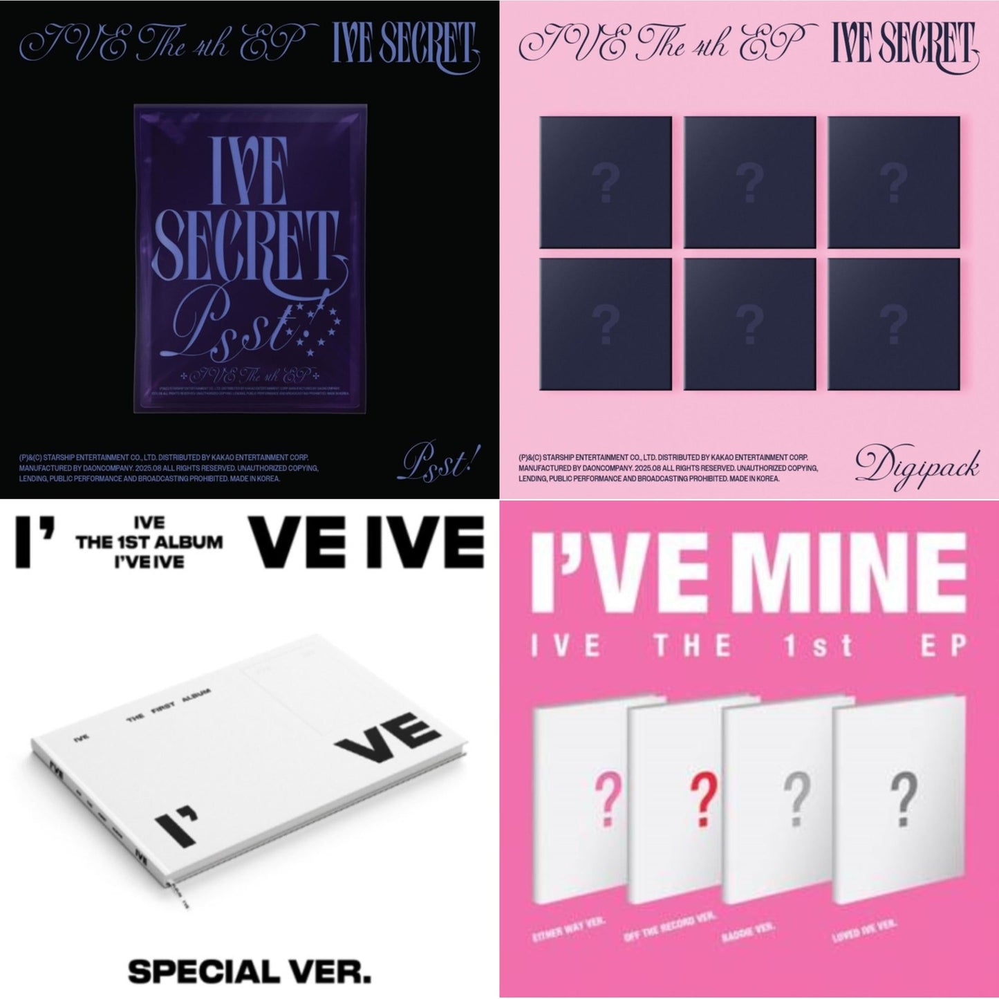 Ive The 4Th Ep Ive Secret (Psst! Ver.)  & Ive The 4Th Ep Ive Secret (Digipack) & I've Ive (Volume 1/Special Version) & I've Mine 1St Ep