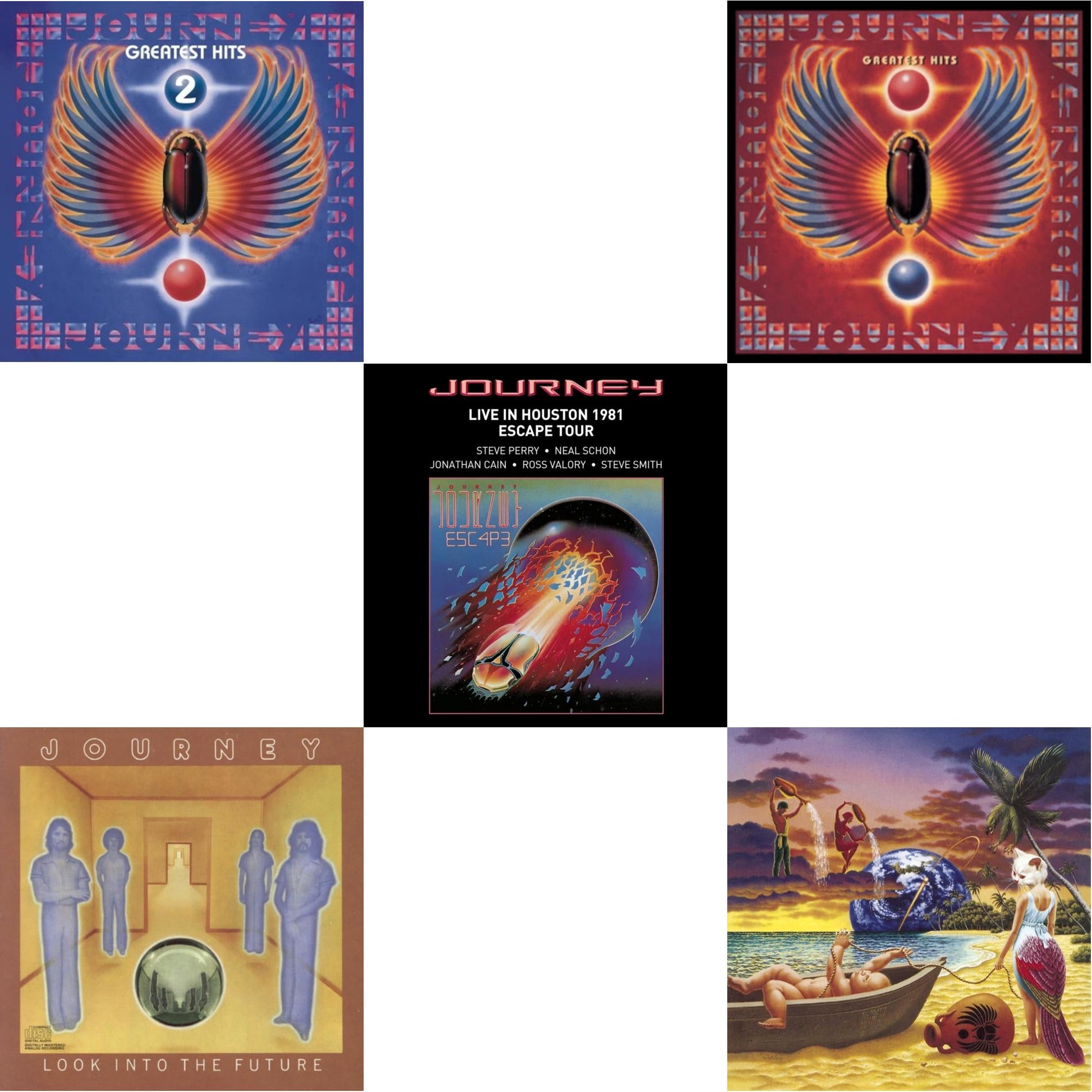 This is a 5 CD SKU bundle.
1.This CD is brand new.Format: CDMusic Style: Folk RockThis item's title is: Journey's Greatest Hits Vol.2Artist: JourneyLabel: Stiff RecordsBarcode: 886977798627Release Date: 11/1/2011
2.This CD is brand new.