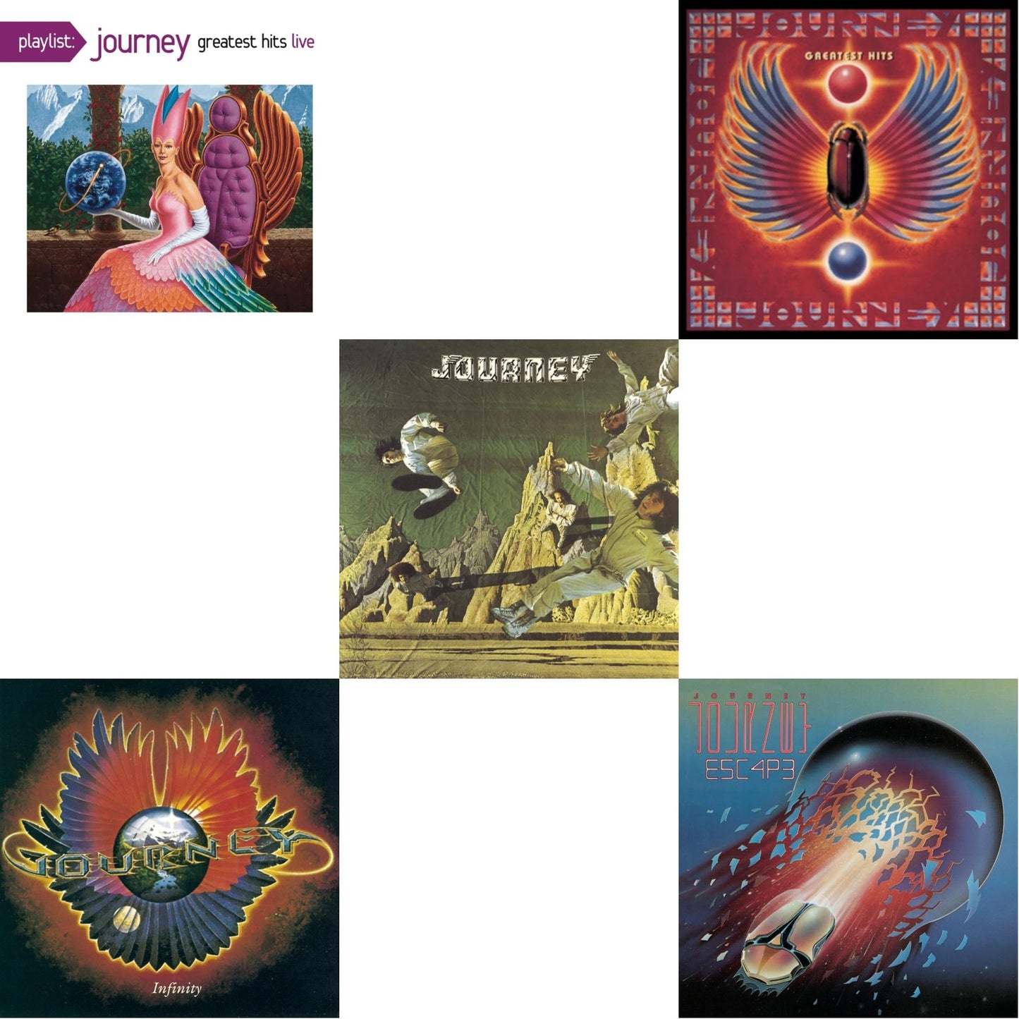 This is a 5 CD SKU bundle.
1.This CD is brand new.Format: CDThis item's title is: Playlist: Journey Greatest Hits LiveArtist: JourneyBarcode: 888751499126Release Date: 8/19/2015
2.This CD is brand new.