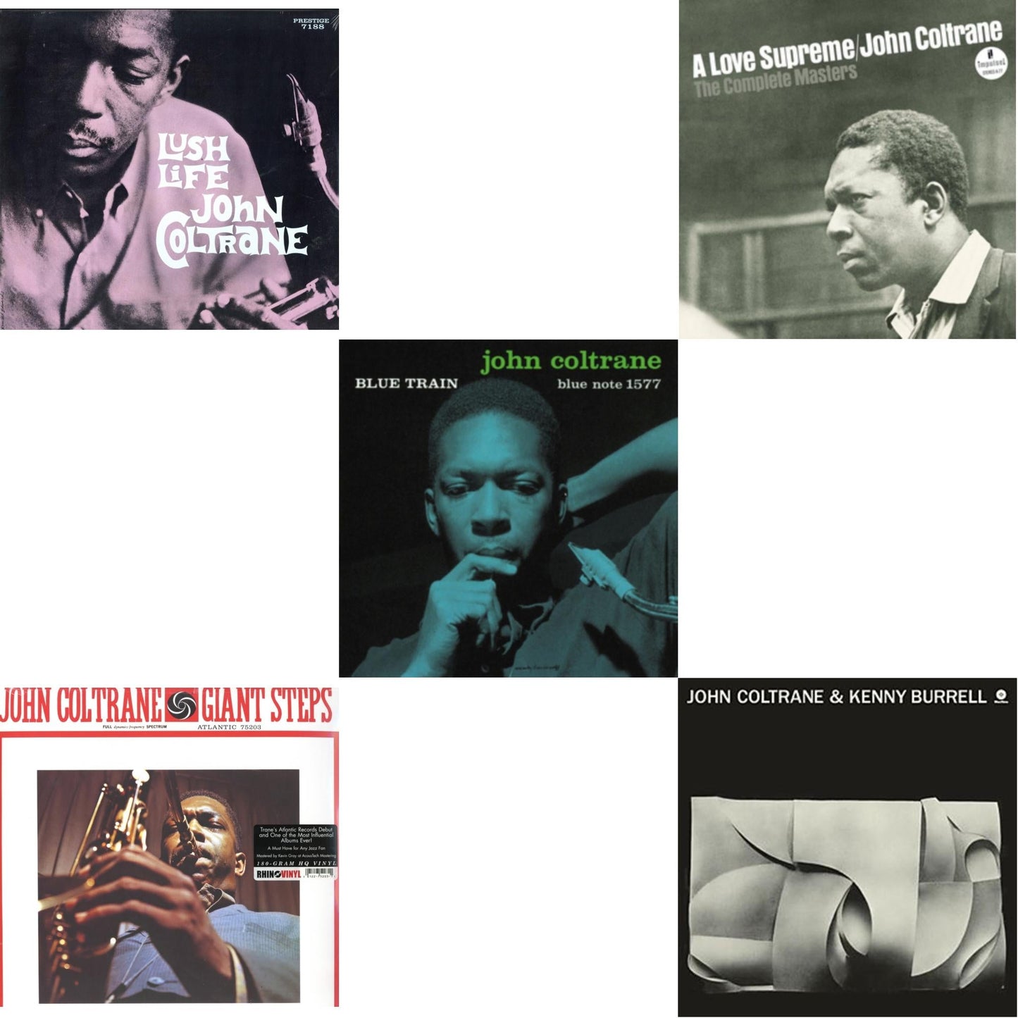 This is a 5 LP Vinyl SKU bundle.
1.This LP Vinyl is brand new.Format: LP VinylMusic Style: Contemporary JazzThis item's title is: Lush LifeArtist: John ColtraneBarcode: 025218113113Release Date: 9/16/2011
2.This LP Vinyl is brand new.