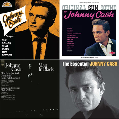 Sings The Songs That Made Him Famous (Remastered 2023) (Tangerine LP Vinyl) & Original Sun Sound Of Johnny Cash & Man In Black (White LP Vinyl) & Essential Johnny Cash