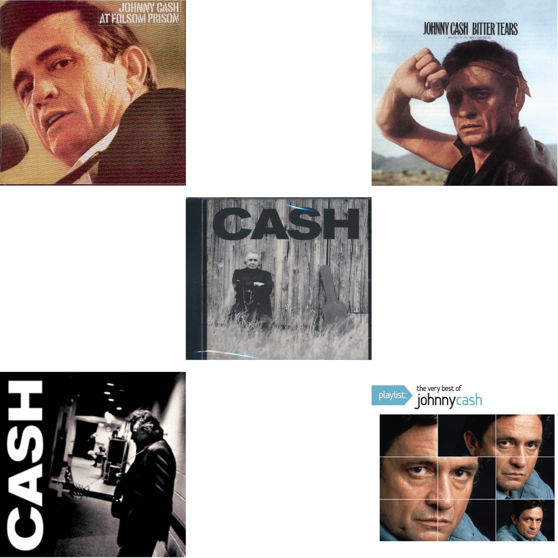 This is a 5 CD SKU bundle.
1.This CD is brand new.Format: CDMusic Style: CountryThis item's title is: At Folsom PrisonArtist: Johnny CashLabel: ColumbiaBarcode: 074646595527Release Date: 10/19/1999
2.This CD is brand new.