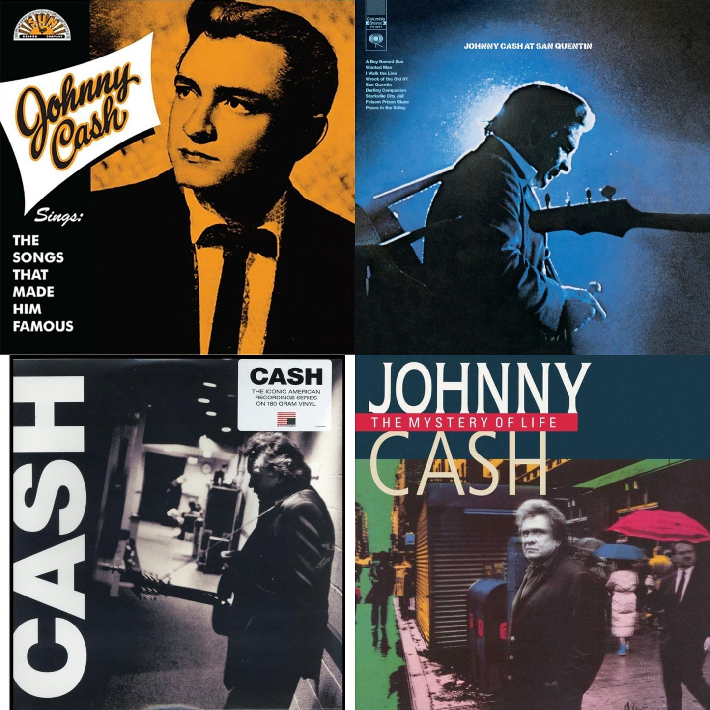 Sings The Songs That Made Him Famous (Remastered 2023) (Tangerine LP Vinyl) & At San Quentin & American Iii: Soitary Man & Mystery Of Life