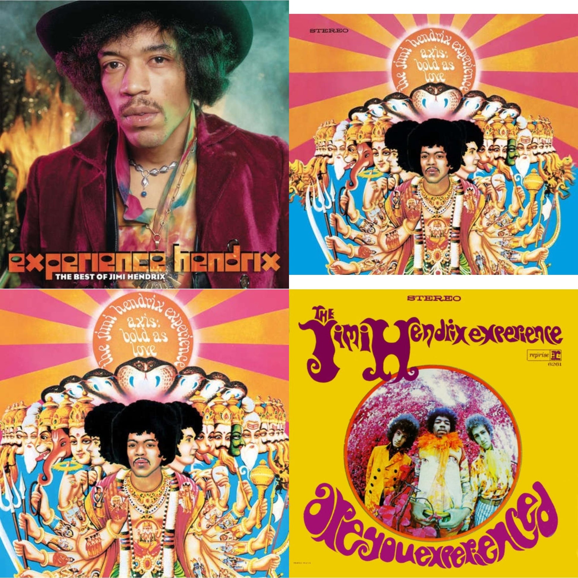 This is a 4 LP Vinyl SKU bundle.
1.This LP Vinyl is brand new.Format: LP VinylMusic Style: Psychedelic RockThis item's title is: Axis: Bold As Love (180G)Artist: Jimi Experience HendrixLabel: SMGBarcode: 886976239619Release Date: 3/9/2010
2.This LP Vinyl is brand new.