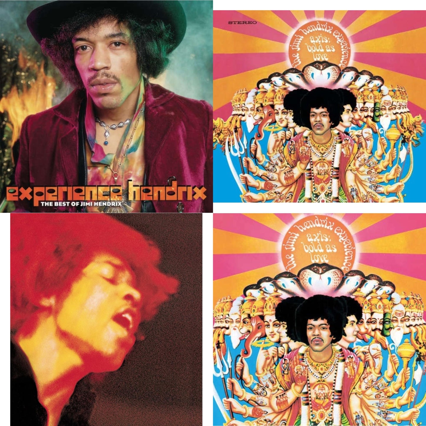 This is a 4 LP Vinyl SKU bundle.
1.This LP Vinyl is brand new.Format: LP VinylMusic Style: Psychedelic RockThis item's title is: Axis: Bold As Love (180G)Artist: Jimi Experience HendrixLabel: SMGBarcode: 886976239619Release Date: 3/9/2010
2.This LP Vinyl is brand new.