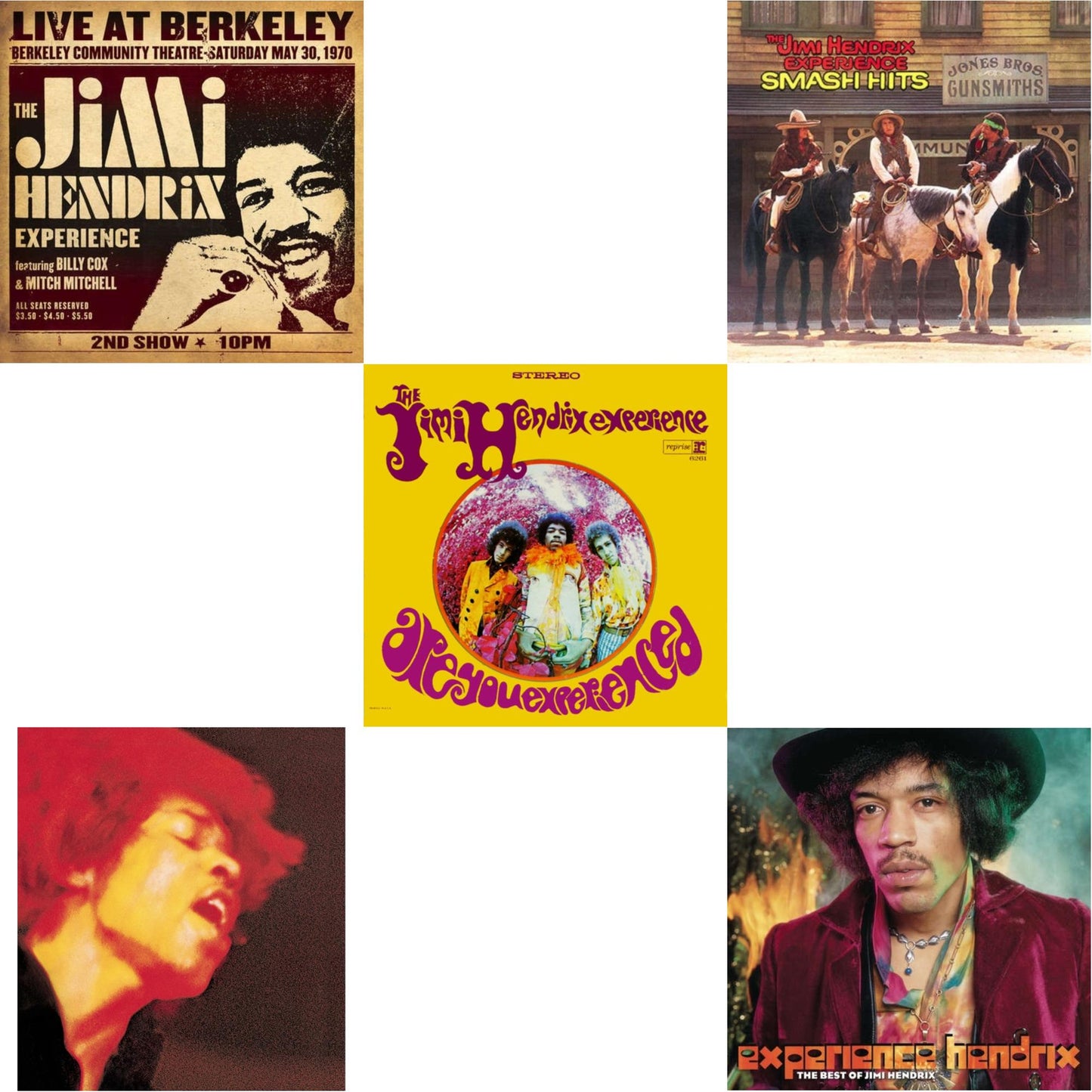 Live At Berkeley (2LP/Gatefold) & Electric Ladyland (180G) & Are You Experienced (180G) & Smash Hits (150G LP Vinyl/Original Poster Reproduction) & Experience Hendrix: Best Of Jimi Hendrix (2LP/150G)