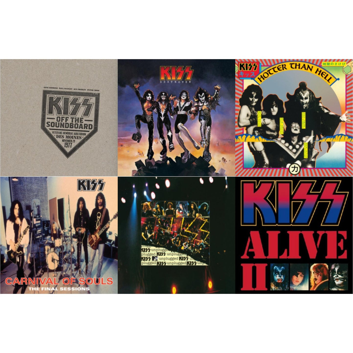 Kiss Off The Soundboard: Live In Des Moines (2LP) & Destroyer & Hotter Than Hell & Carnival Of Souls & Mtv Unplugged & Alive Ii