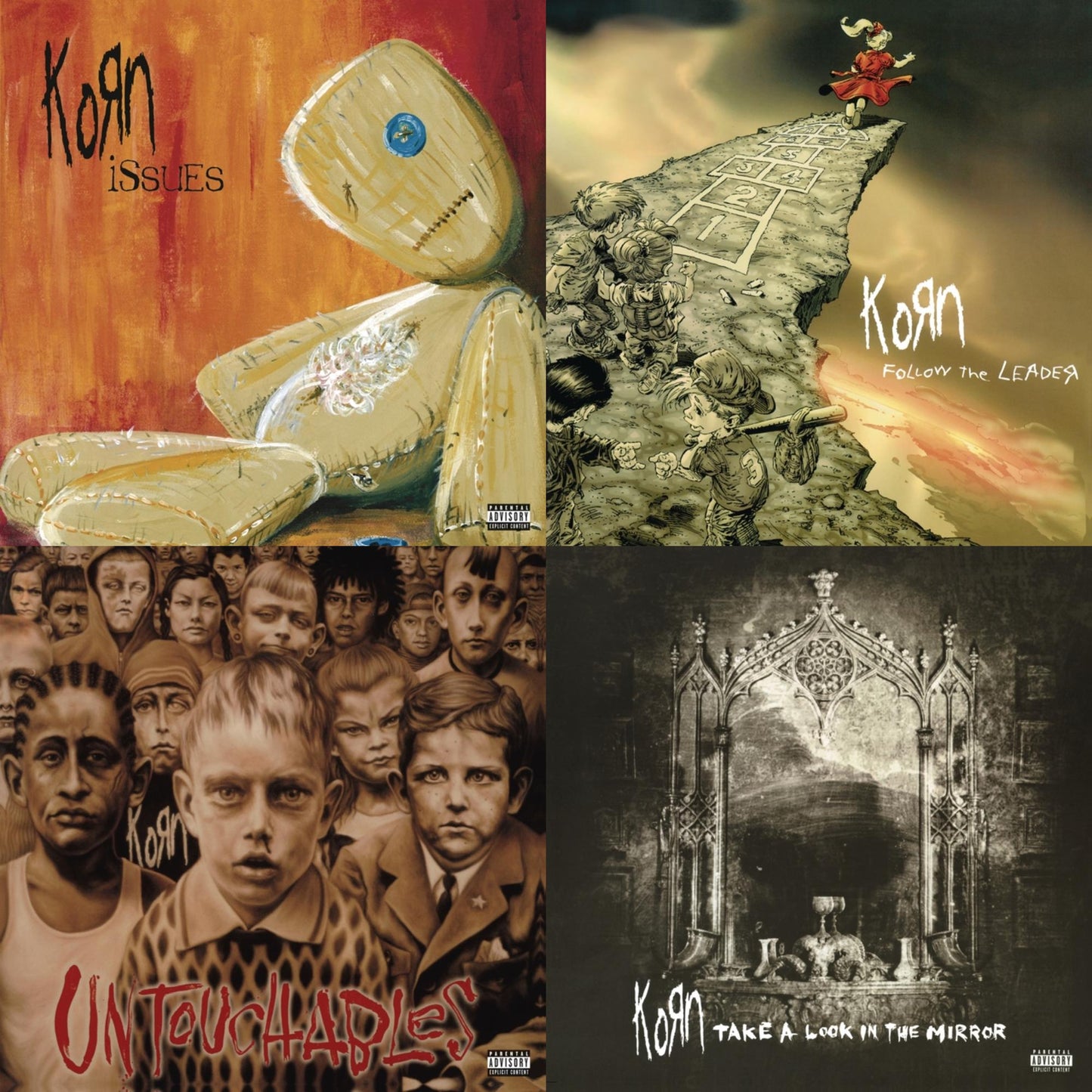 This is a 4 LP Vinyl SKU bundle.
1.This LP Vinyl is brand new.Format: LP VinylMusic Style: Nu MetalThis item's title is: Issues (X) (2LP/140G)Artist: KornLabel: LEGACY/ EPICBarcode: 190758439815Release Date: 11/2/2018
2.This LP Vinyl is brand new.