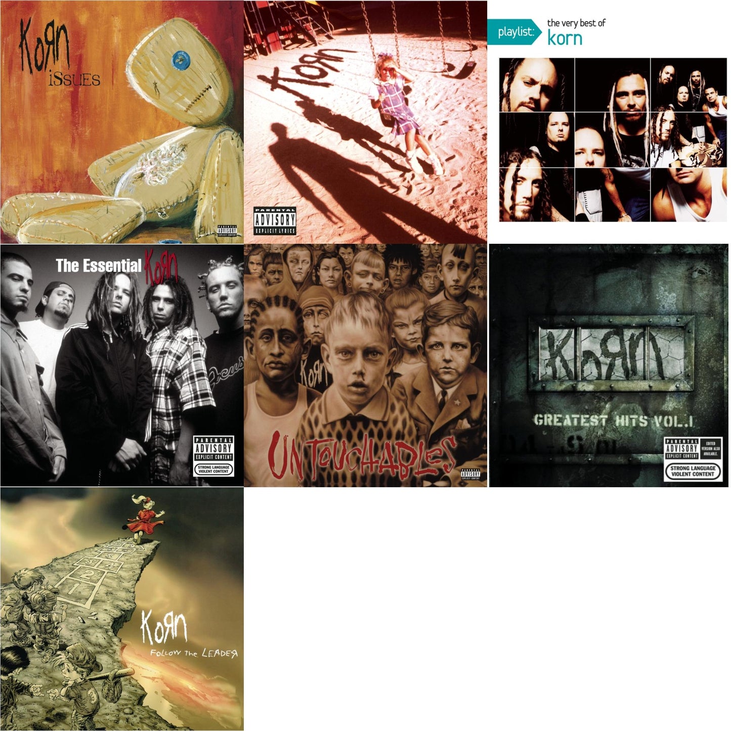 This is a 7 CD SKU bundle.
1.This CD is brand new.Format: CDMusic Style: Nu MetalThis item's title is: Issues (Explicit)Artist: KornLabel: LEGACYBarcode: 886978795427Release Date: 3/15/2011
2.This CD is brand new.