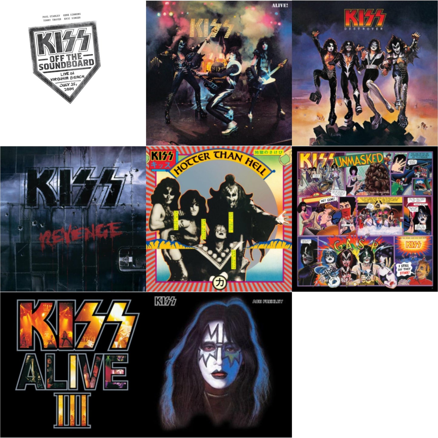 Kiss Off The Soundboard: Live In Virginia Beach (3LP) & Alive & Destroyer & Revenge & Hotter Than Hell & Unmasked & Alive Iii & Ace Frehley