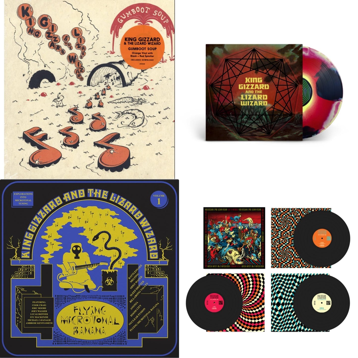 This is a 4 LP Vinyl SKU bundle.
1.This LP Vinyl is brand new.Format: LP VinylThis item's title is: Gumboot SoupArtist: King Gizzard & The Lizard WizardLabel: ATO RECORDSBarcode: 880882322717Release Date: 3/30/2018
2.This LP Vinyl is brand new.