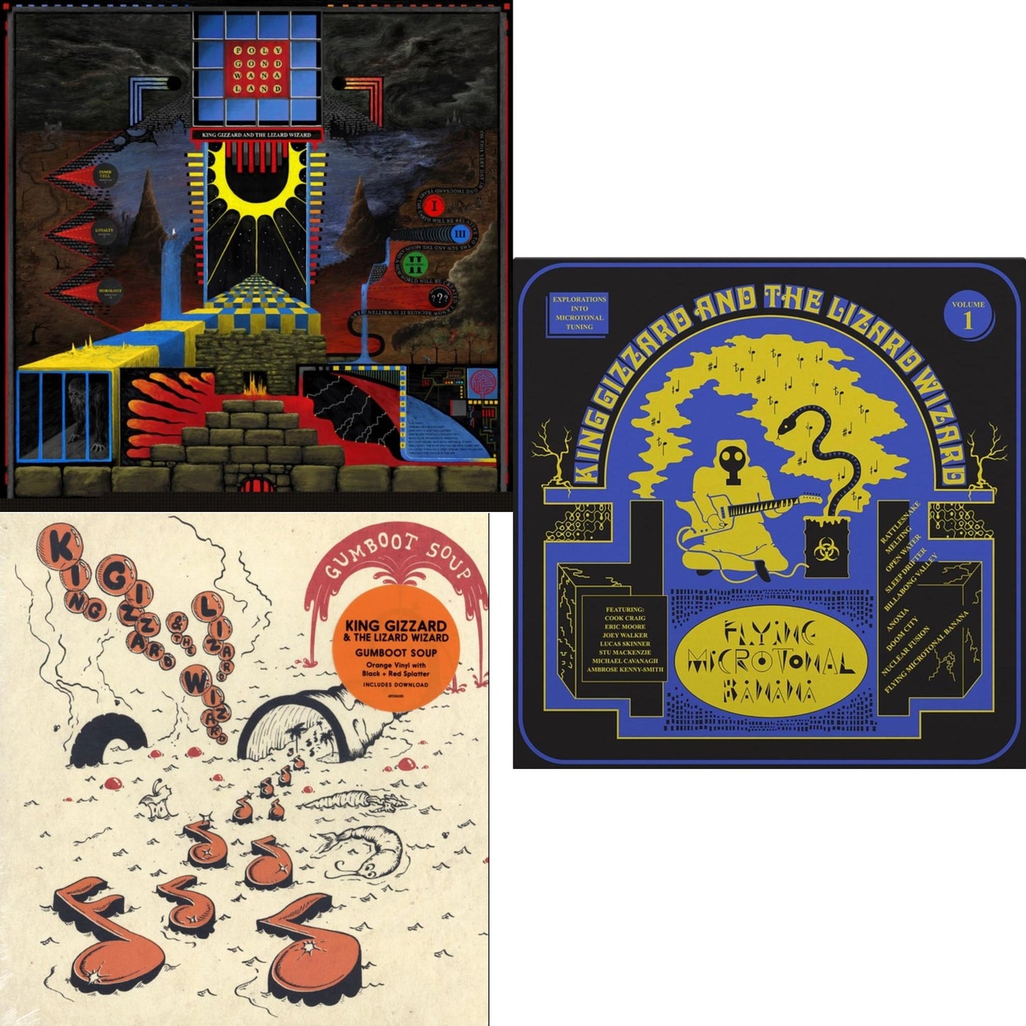 Polygondwanaland & Gumboot Soup & Flying Microtonal Banana (Randomly Colored Recycled LP Vinyl)