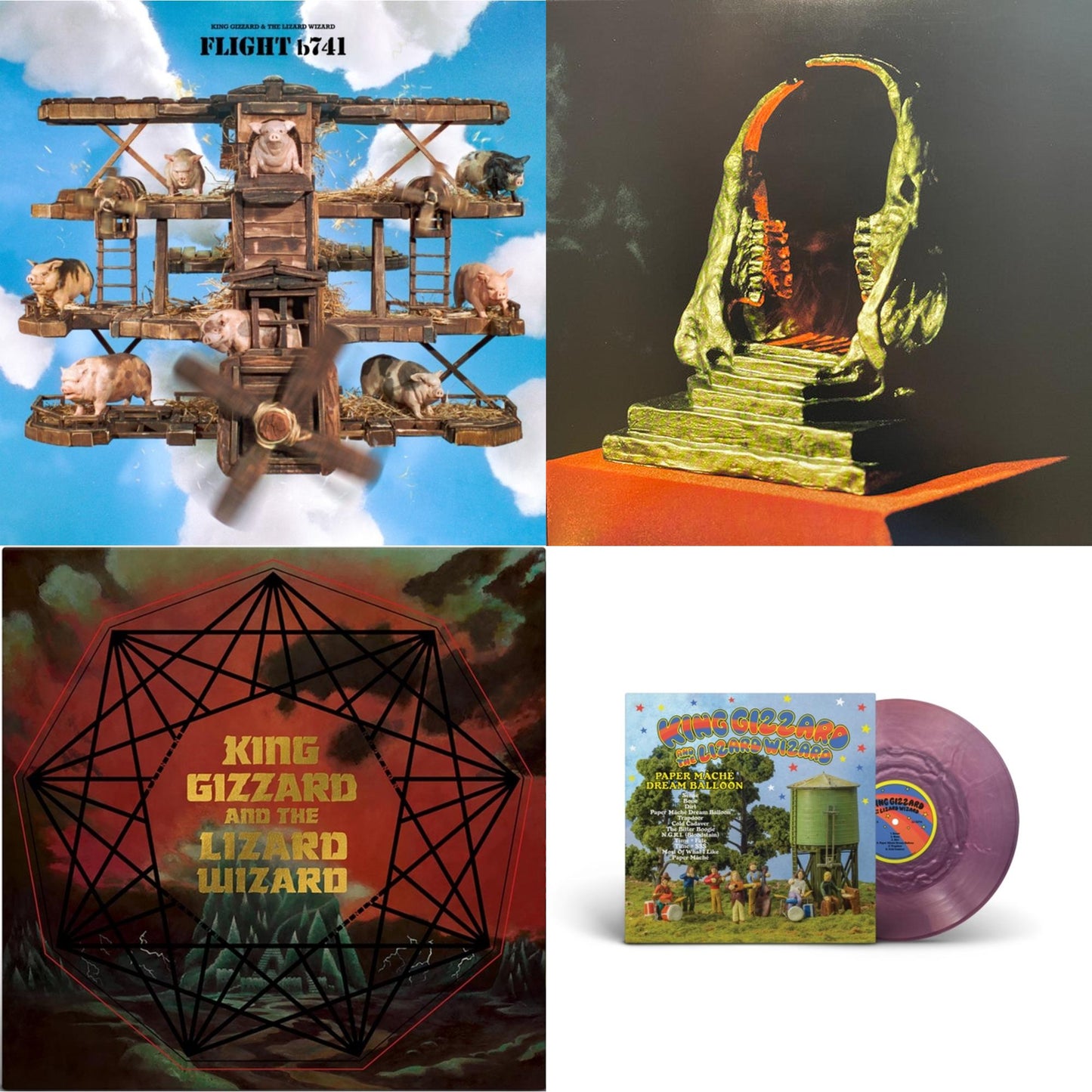 Flight B741 (Recycled Black LP Vinyl) & Infest The Rats' Nest (Red/Black LP Vinyl) & Nonagon Infinity (Alien Warp Drive Edition) (2LP/Coloured Vinyl) & Paper Mache Dream Balloon (Pink Seaglass LP Vinyl)