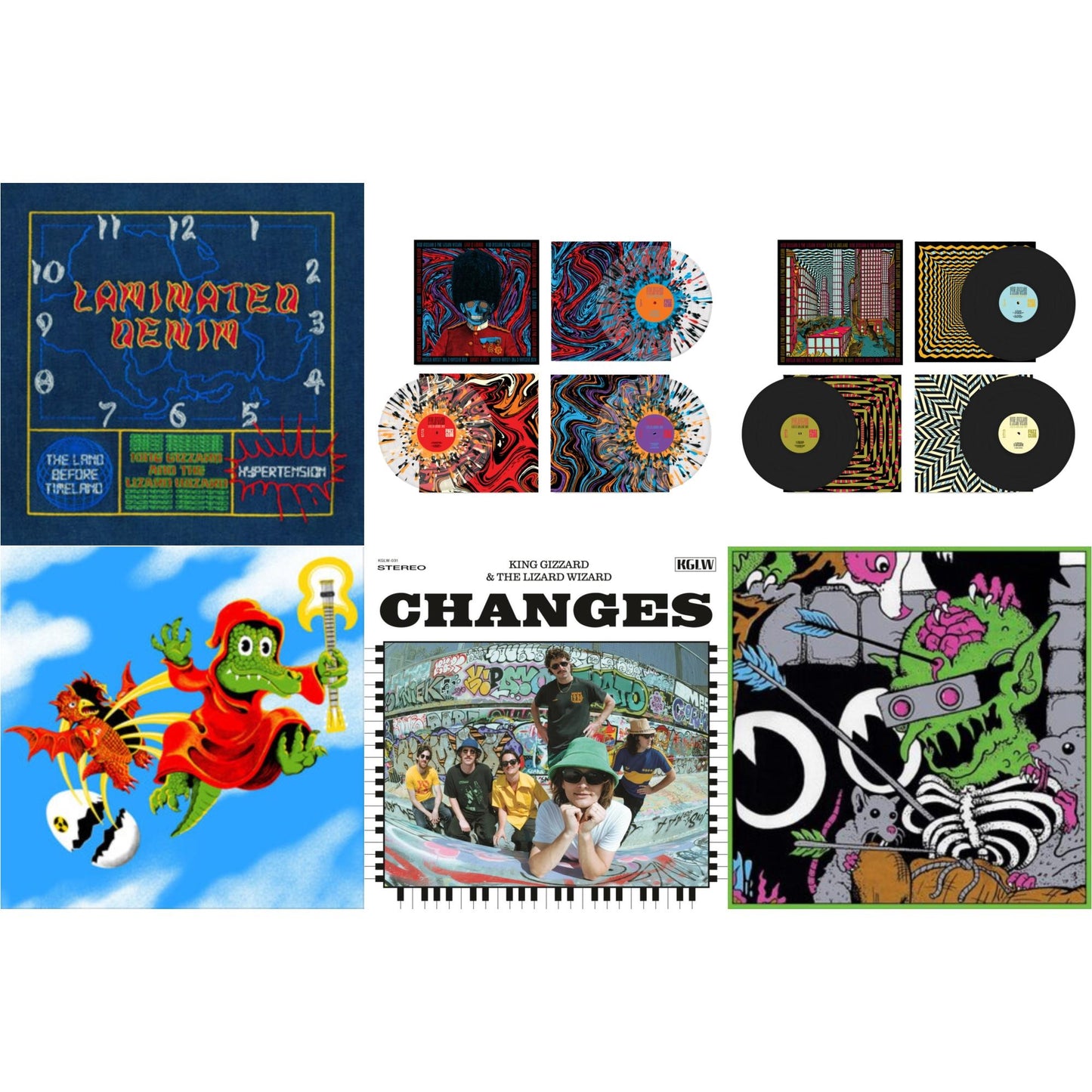 This is a 6 LP Vinyl SKU bundle.
1.This LP Vinyl is brand new.Format: LP VinylMusic Style: Psychedelic RockThis item's title is: Laminated Denim (Lucky Rainbow LP Vinyl)Artist: King Gizzard & The Lizard WizardLabel: KGLWBarcode: 198704290206Release Date: 4/25/2025
2.
