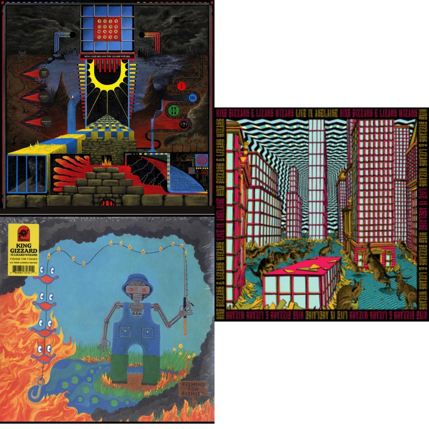 This is a 3 LP Vinyl SKU bundle.
1.This LP Vinyl is brand new.Format: LP VinylMusic Style: Psychedelic RockThis item's title is: PolygondwanalandArtist: King Gizzard & The Lizard WizardLabel: FlightlessBarcode: 880882321215Release Date: 3/16/2018
2.This LP Vinyl is brand new.