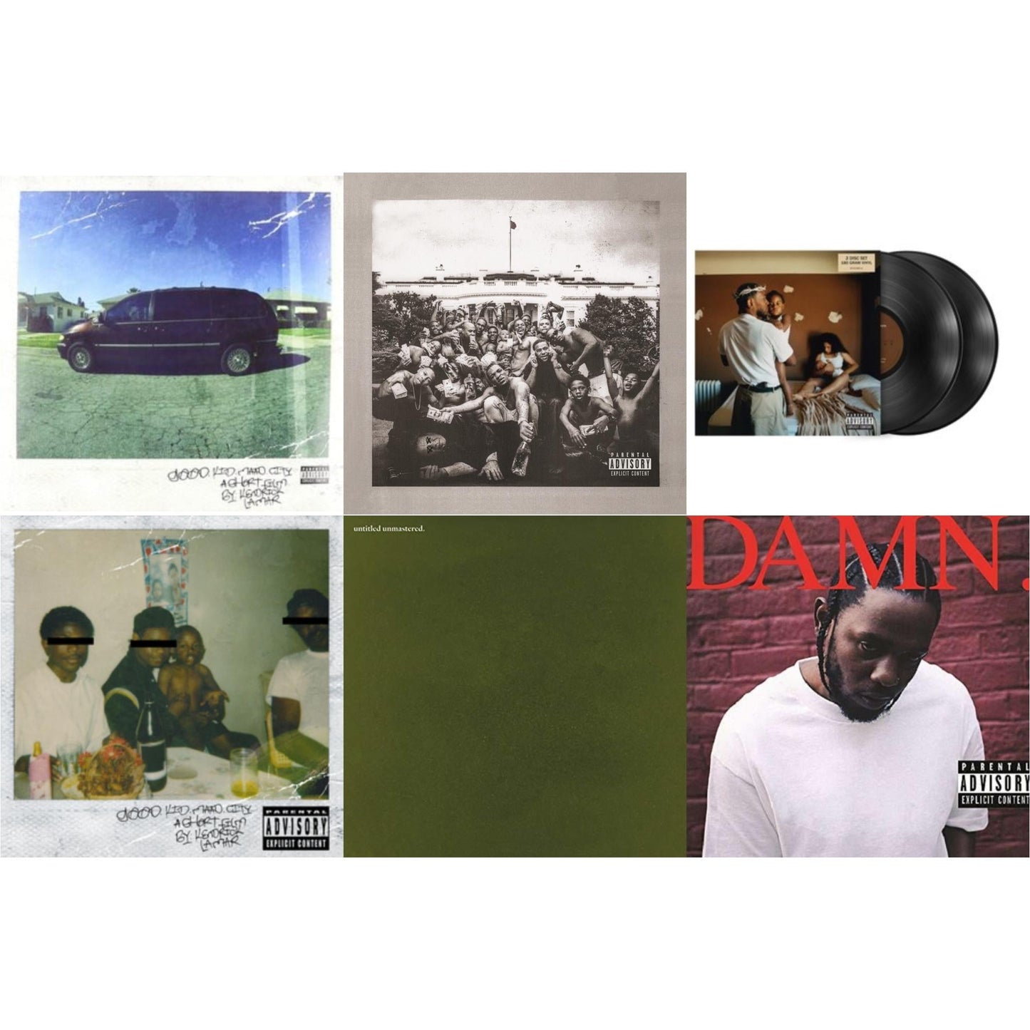 This is a 6 LP Vinyl SKU bundle.
1.This LP Vinyl is brand new.Format: LP VinylMusic Style: Post-PunkThis item's title is: Good Kid, M.A.A.D CityArtist: Kendrick LamarLabel: IGABarcode: 602537192267Release Date: 10/22/2012
2.This LP Vinyl is brand new.