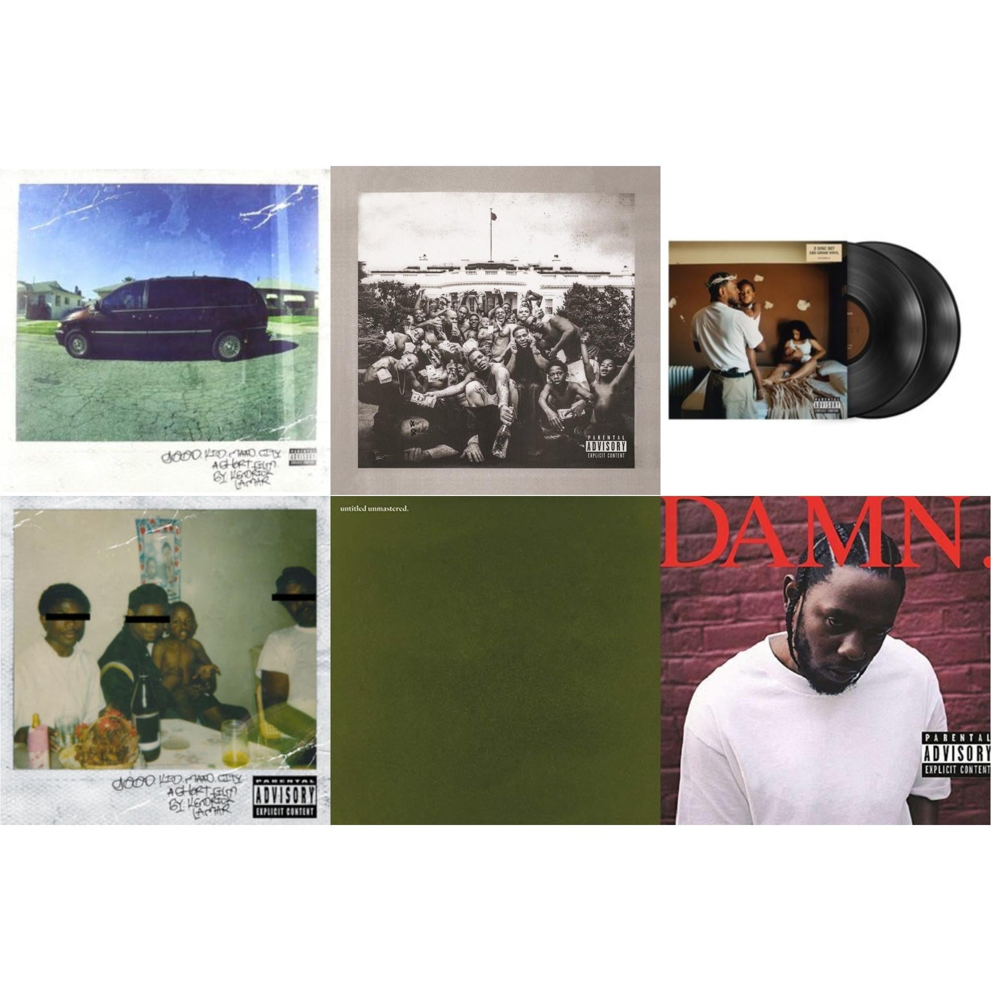 This is a 6 LP Vinyl SKU bundle.
1.This LP Vinyl is brand new.Format: LP VinylMusic Style: Post-PunkThis item's title is: Good Kid, M.A.A.D CityArtist: Kendrick LamarLabel: IGABarcode: 602537192267Release Date: 10/22/2012
2.This LP Vinyl is brand new.