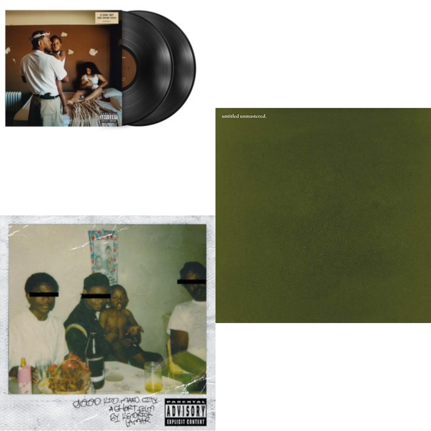 This is a 3 LP Vinyl SKU bundle.
1.This LP Vinyl is brand new.Format: LP VinylMusic Style: ConsciousThis item's title is: Mr. Morale & The Big Steppers (180G/2LP)Artist: Kendrick LamarLabel: PGLANG/TOP DAWG ENTERTAINMENT/Barcode: 602445926015Release Date: 8/26/2022
2.