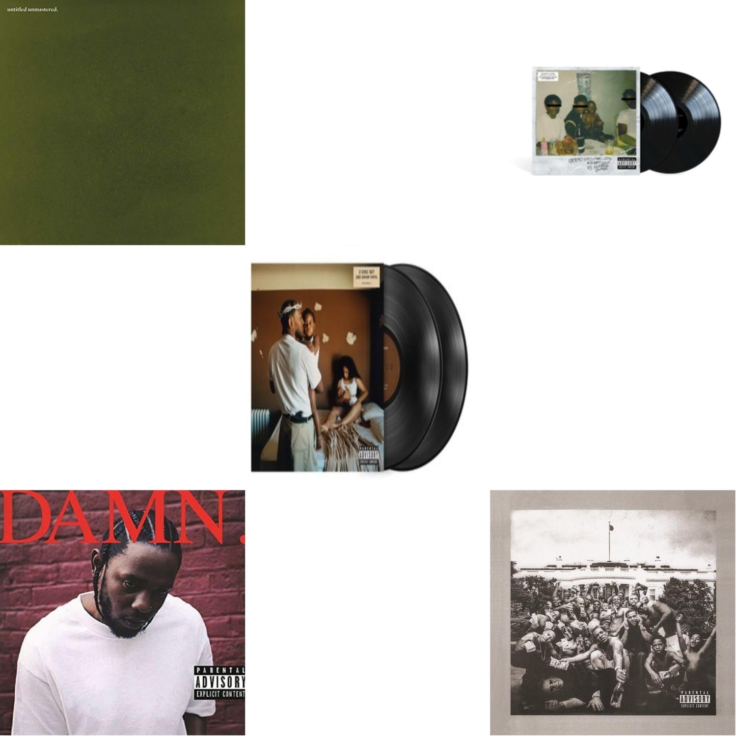 This is a 5 LP Vinyl SKU bundle.
1.This LP Vinyl is brand new.Format: LP VinylMusic Style: FunkThis item's title is: Untitled UnmasteredArtist: Kendrick LamarLabel: INTERSCOPEBarcode: 602547866813Release Date: 5/27/2016
2.This LP Vinyl is brand new.