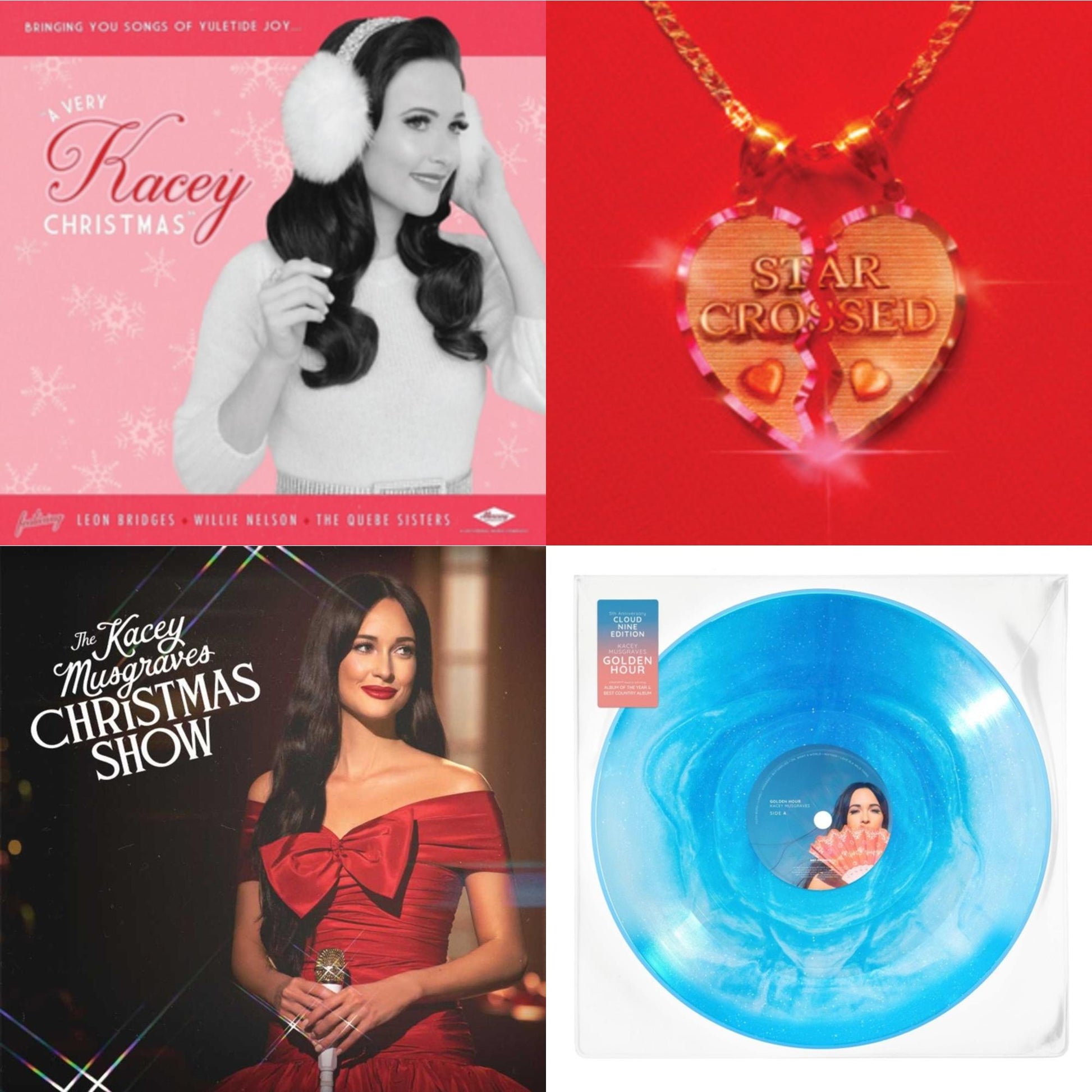 This is a 4 LP Vinyl SKU bundle.
1.This LP Vinyl is brand new.Format: LP VinylMusic Style: NoiseThis item's title is: Very Kacey ChristmasArtist: Kacey MusgravesLabel: MERCURY NASHVILLEBarcode: 602557084238Release Date: 11/18/2016
2.This LP Vinyl is brand new.
