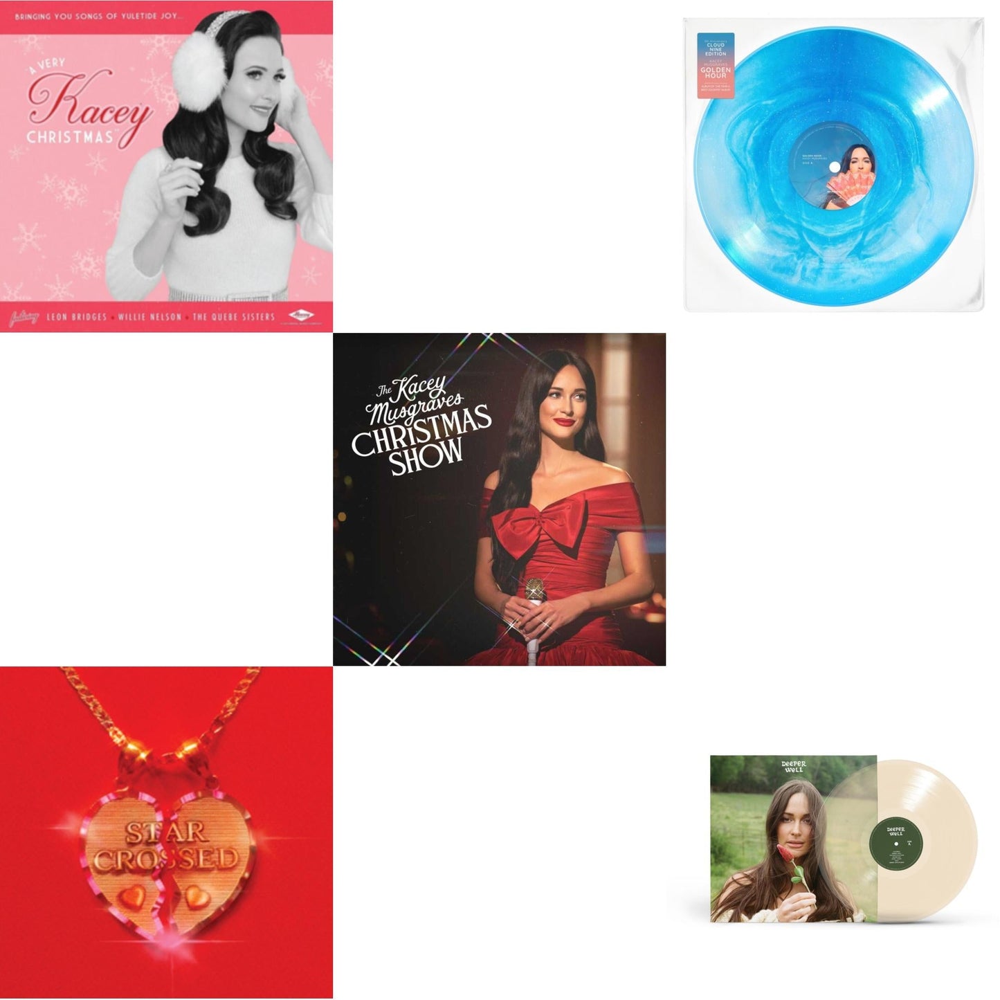 This is a 5 LP Vinyl SKU bundle.
1.This LP Vinyl is brand new.Format: LP VinylMusic Style: NoiseThis item's title is: Very Kacey ChristmasArtist: Kacey MusgravesLabel: MERCURY NASHVILLEBarcode: 602557084238Release Date: 11/18/2016
2.This LP Vinyl is brand new.